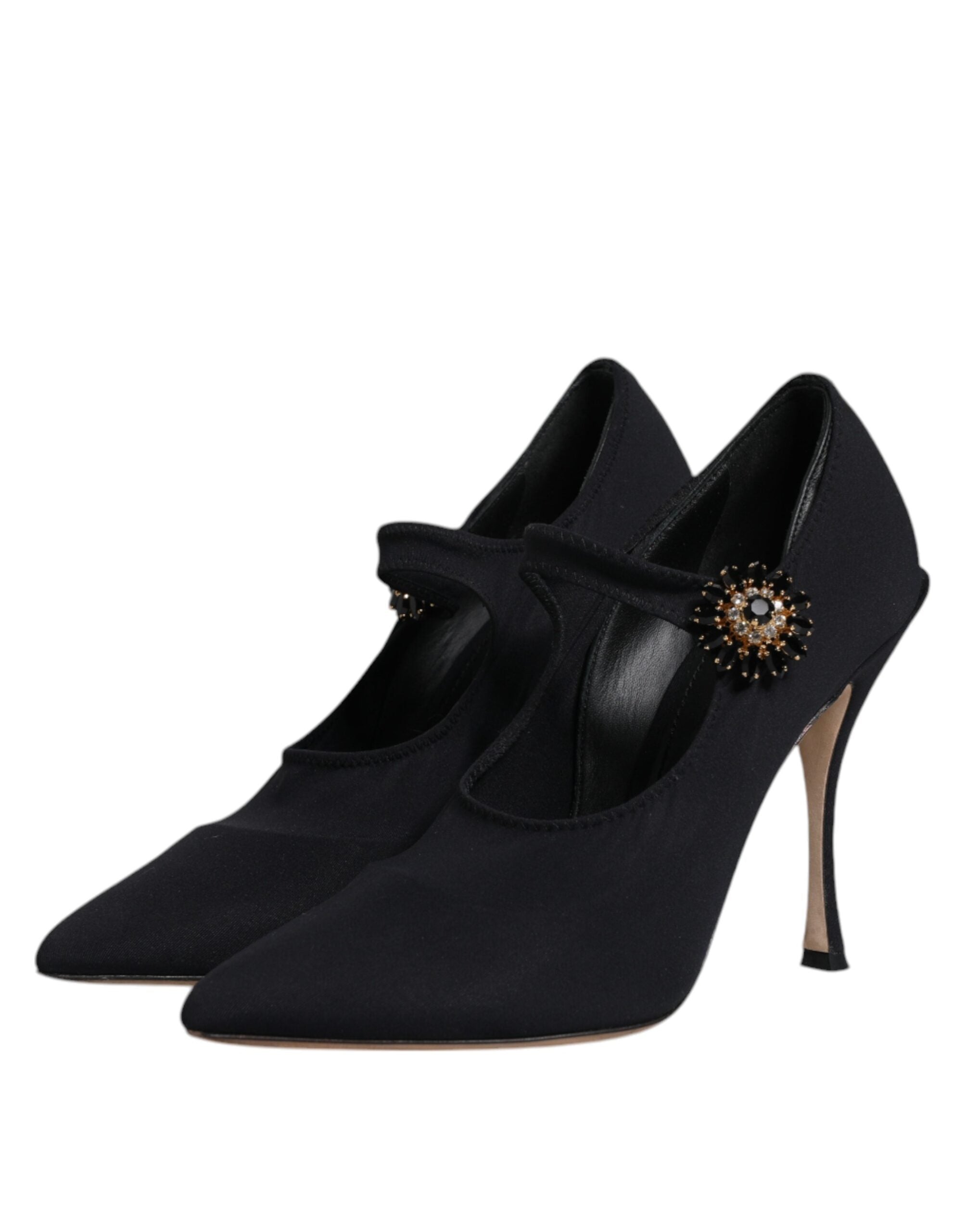 Dolce & Gabbana Schwarz Mary Jane Stretch Kristall Pumps Schuhe