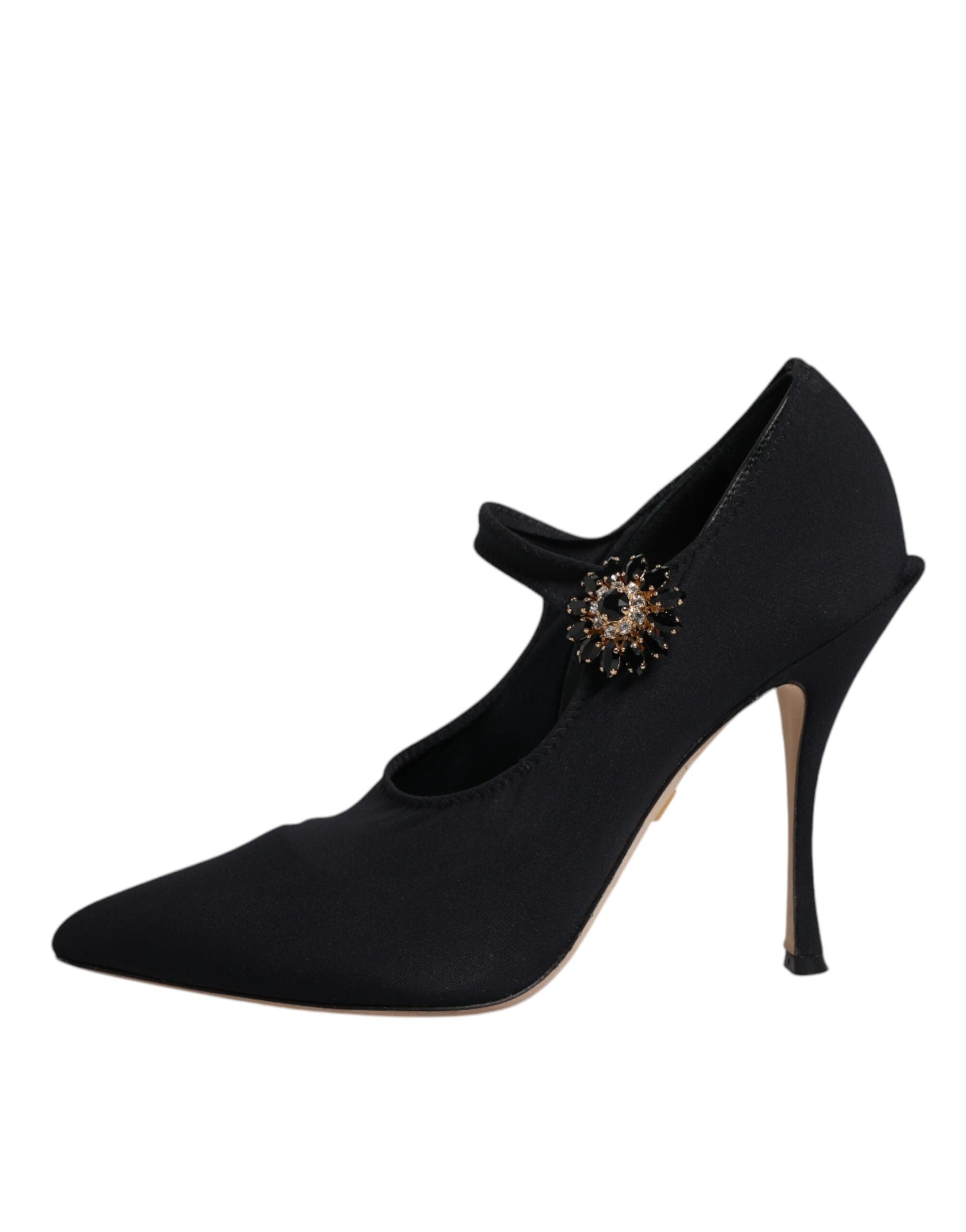 Dolce & Gabbana Schwarz Mary Jane Stretch Kristall Pumps Schuhe