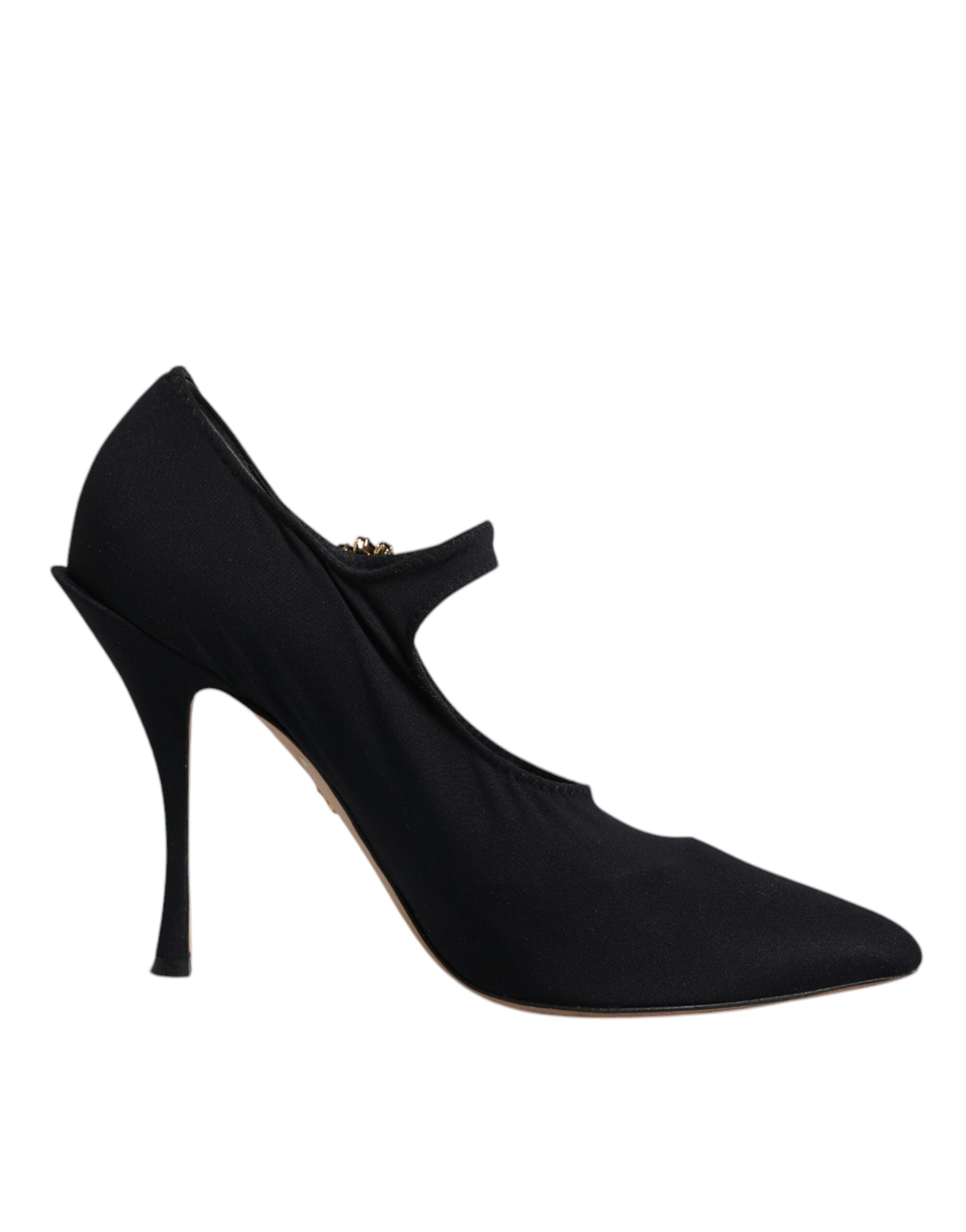 Dolce & Gabbana Schwarz Mary Jane Stretch Kristall Pumps Schuhe