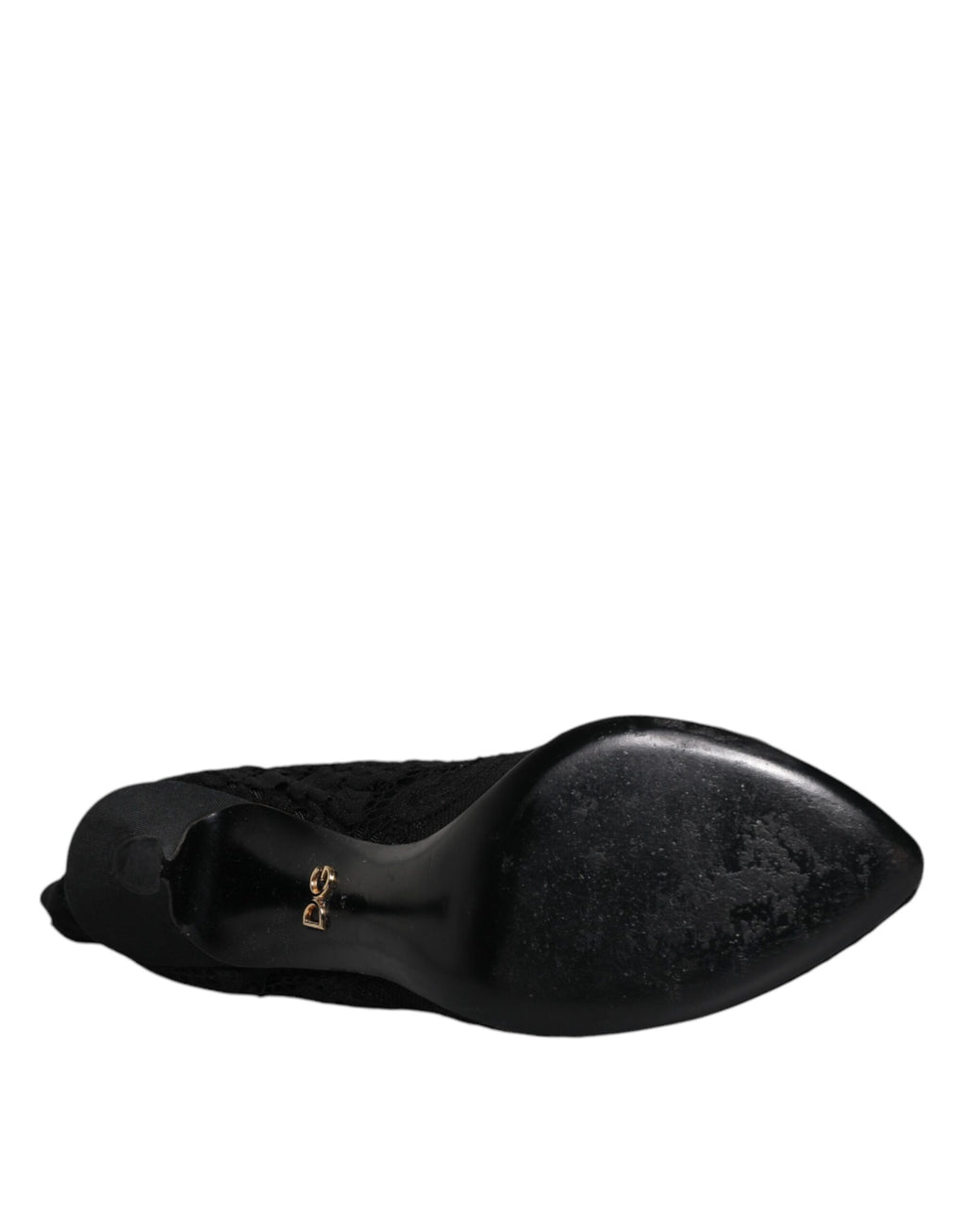 Dolce & Gabbana Schwarze Spitze Stretch Heels Mittlere Wadenstiefel Schuhe