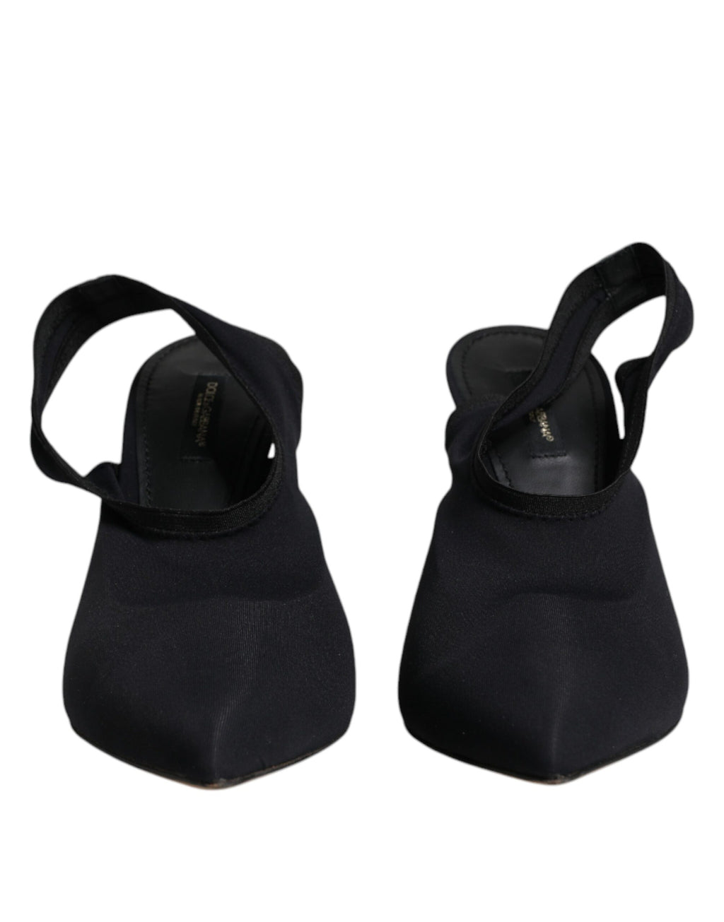 Dolce & Gabbana Schwarze Jersey Stretch Heels Slingback Schuhe