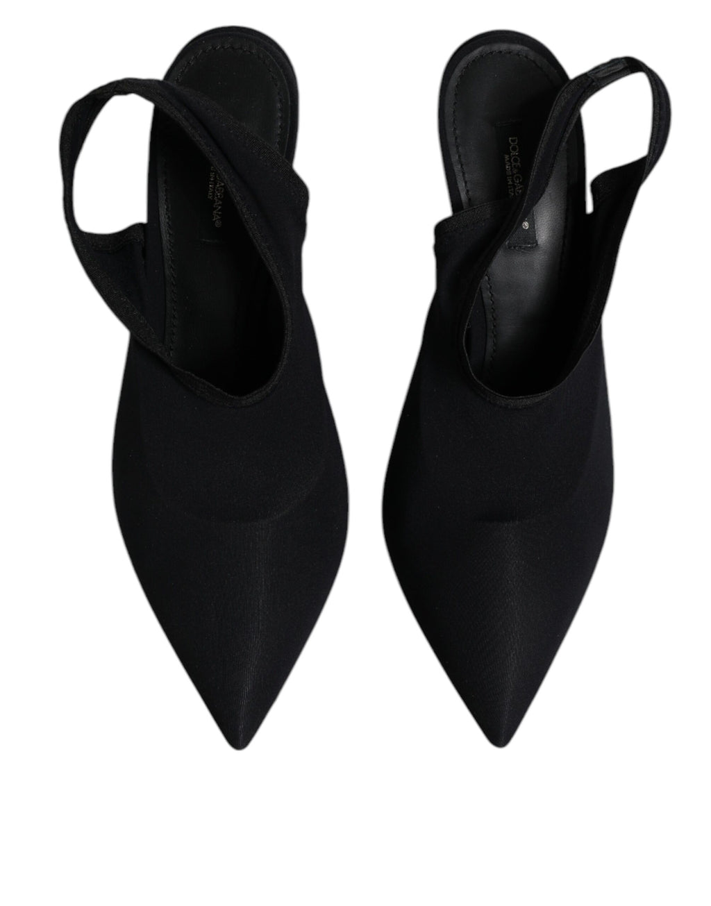 Dolce & Gabbana Schwarze Jersey Stretch Heels Slingback Schuhe