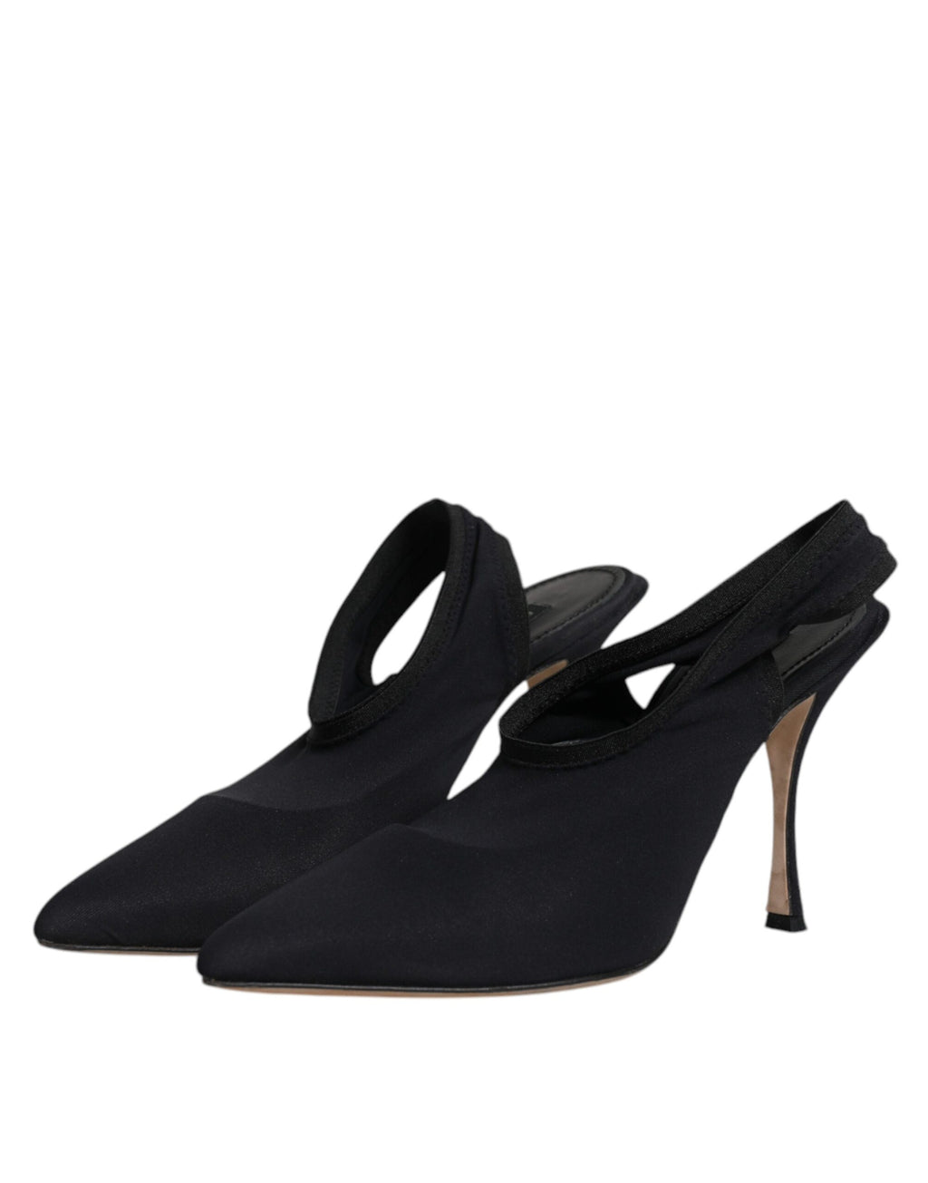 Dolce & Gabbana Schwarze Jersey Stretch Heels Slingback Schuhe