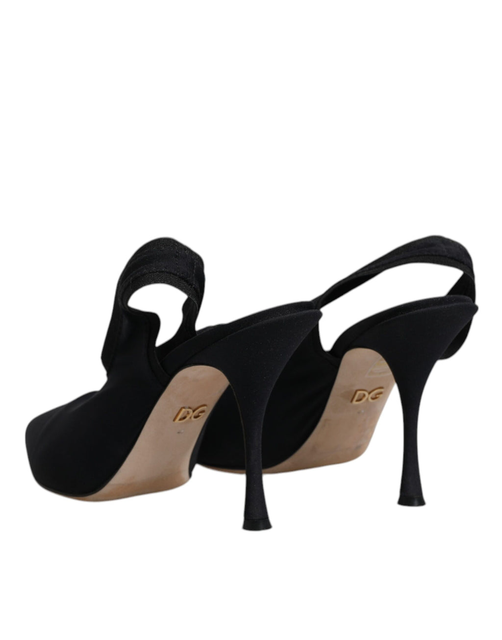 Dolce & Gabbana Schwarze Jersey Stretch Heels Slingback Schuhe