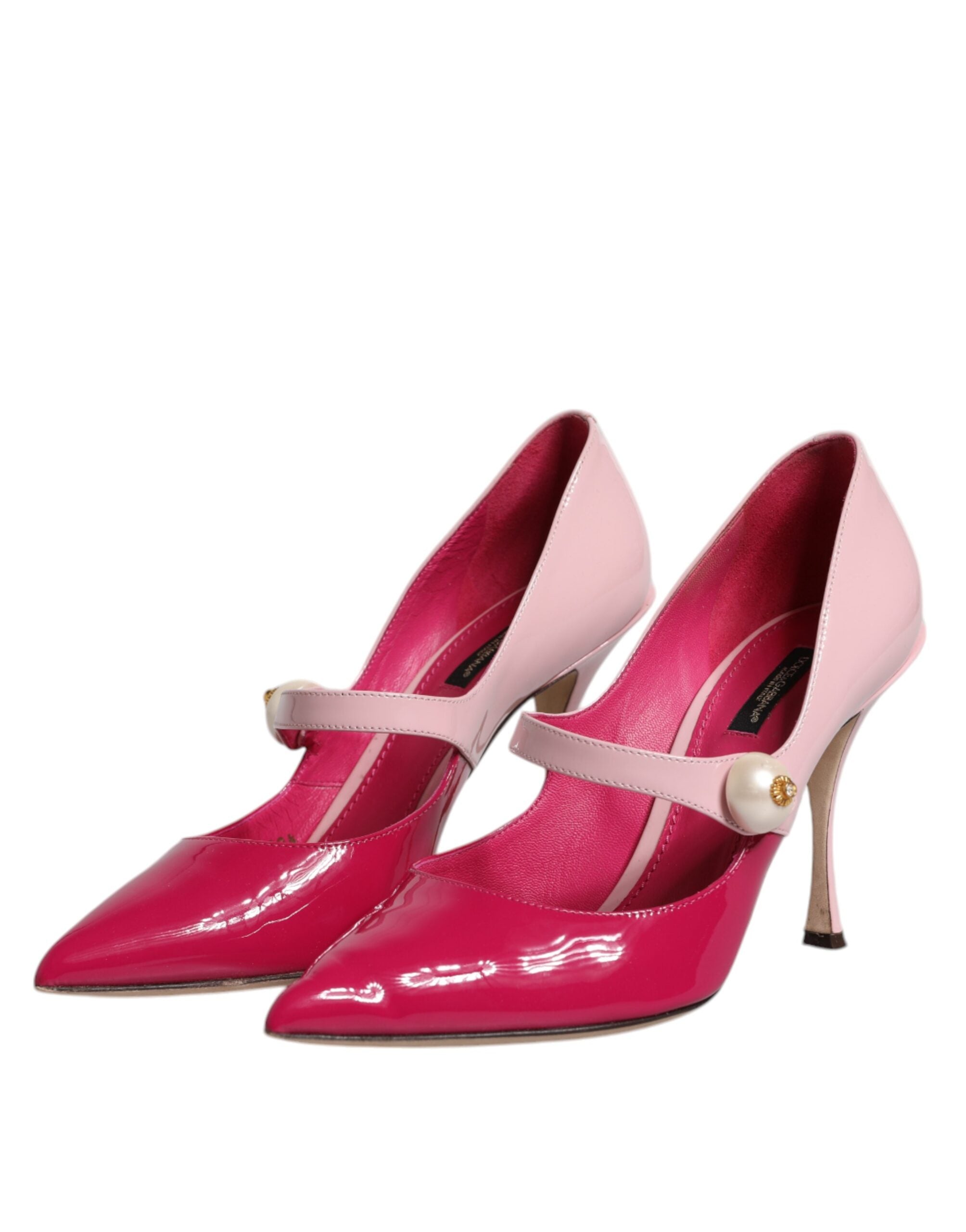 Dolce & Gabbana Zweifarbig Rosa Leder Mary Jane Heels Pumps Schuhe