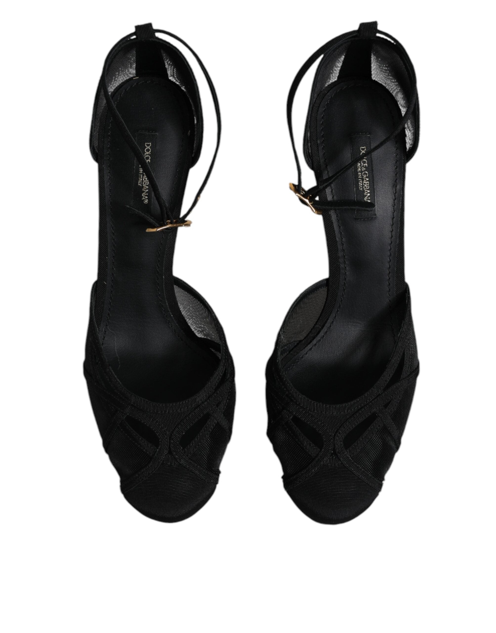 Dolce & Gabbana Schwarz Mesh Knöchelriemen Heels Pumps Schuhe