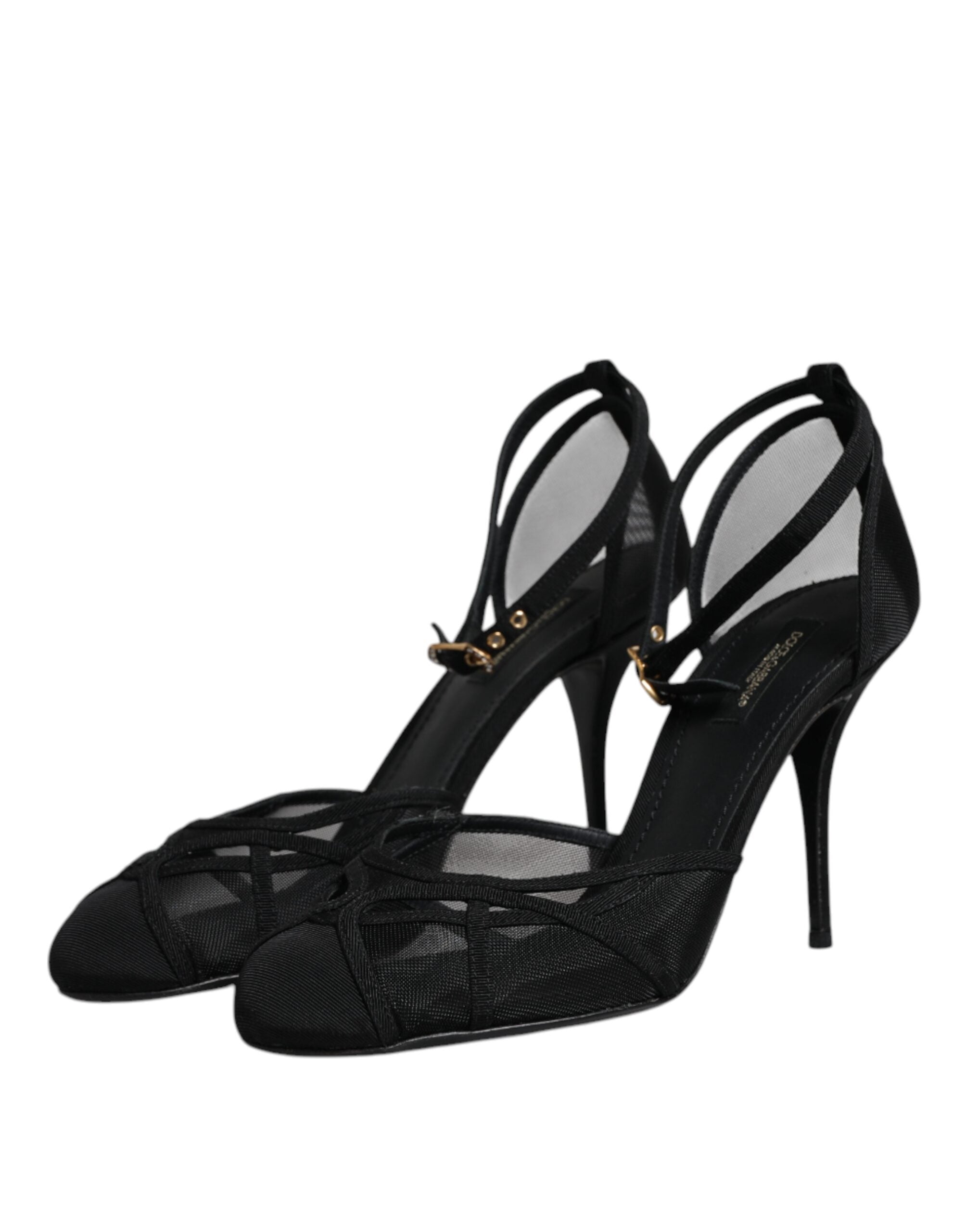 Dolce & Gabbana Schwarz Mesh Knöchelriemen Heels Pumps Schuhe