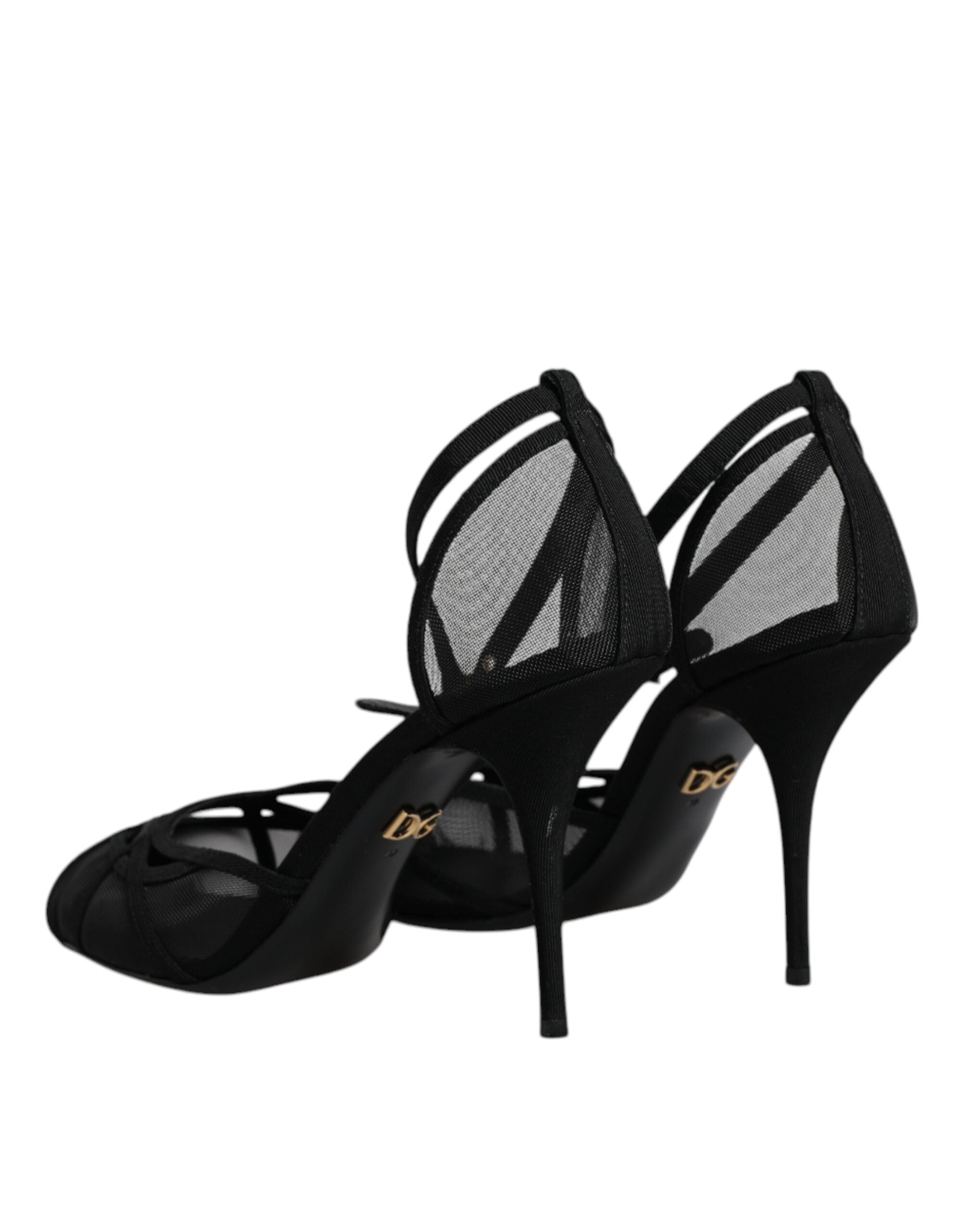 Dolce & Gabbana Schwarz Mesh Knöchelriemen Heels Pumps Schuhe