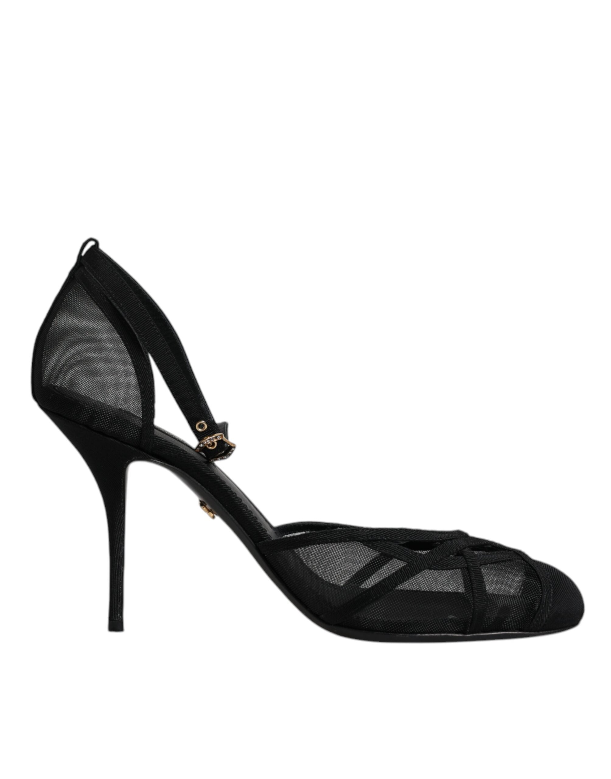 Dolce & Gabbana Schwarz Mesh Knöchelriemen Heels Pumps Schuhe