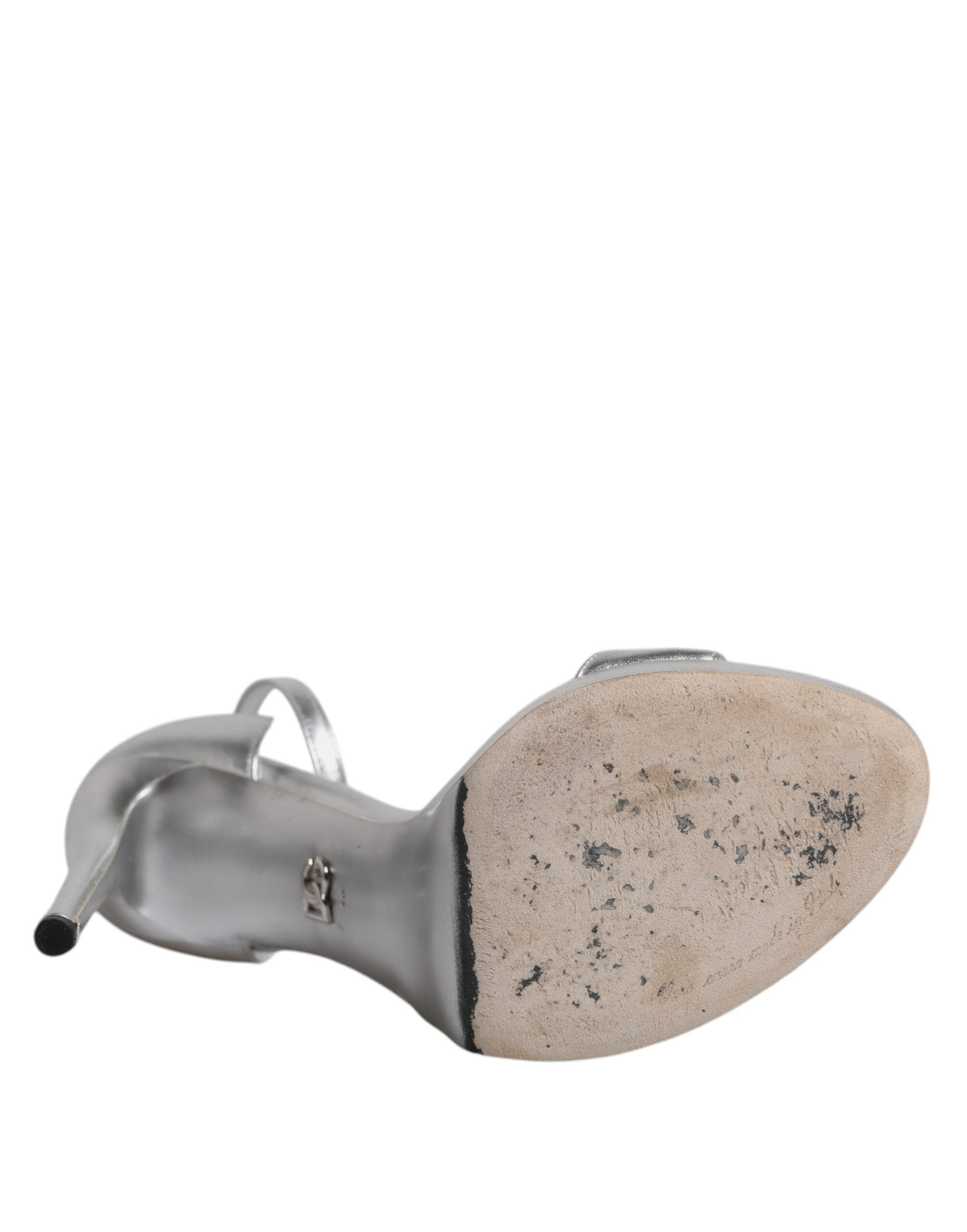 Dolce & Gabbana Silberne Leder Plateau Keira Sandalen Schuhe