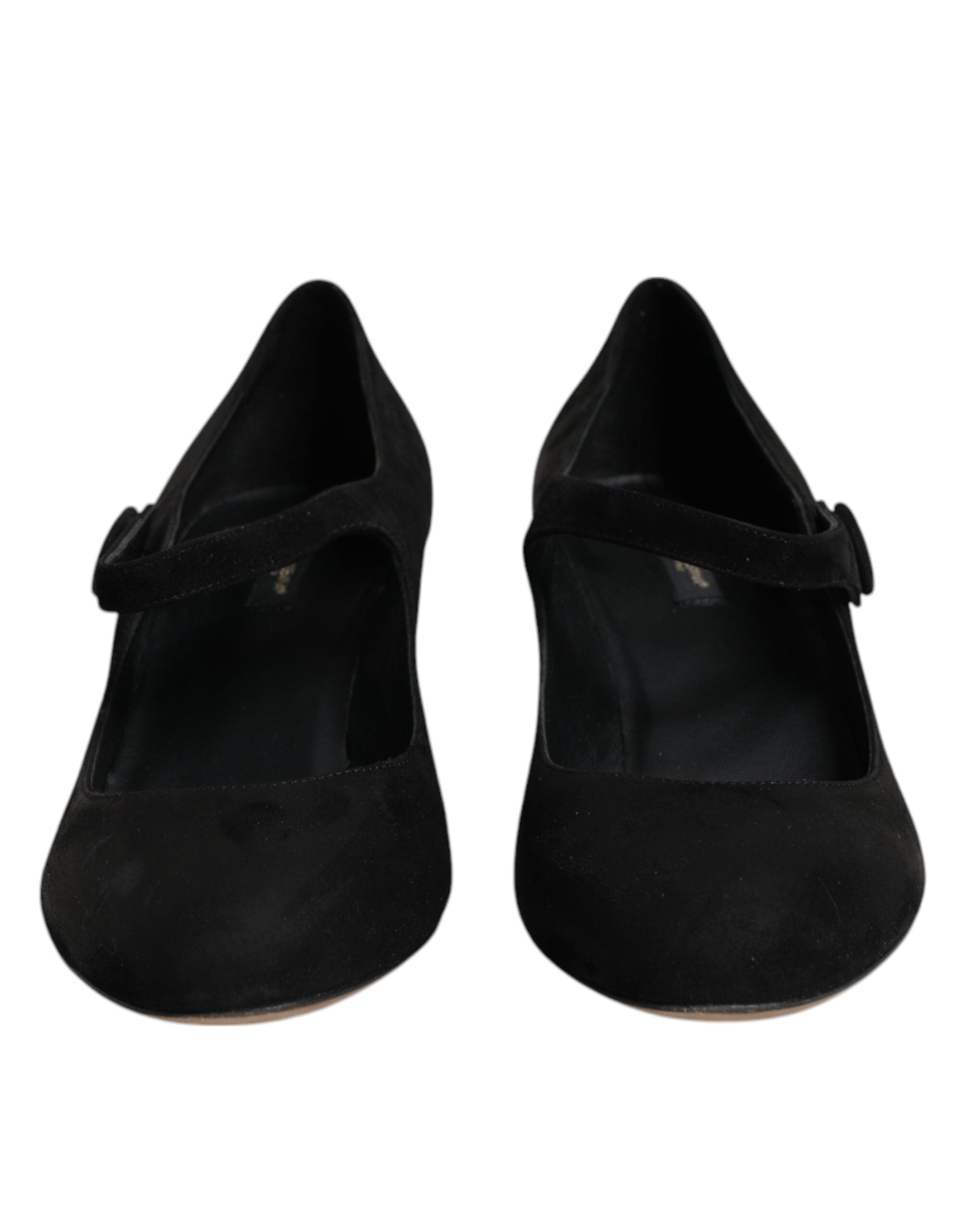 Dolce & Gabbana Schwarz Wildleder Leder Blockabsatz Pumps Schuhe