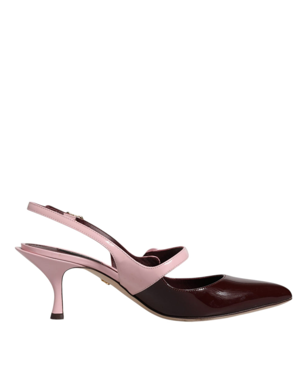 Dolce & Gabbana Rosa Maroon Leder Kitten Heels Slingbacks Schuhe