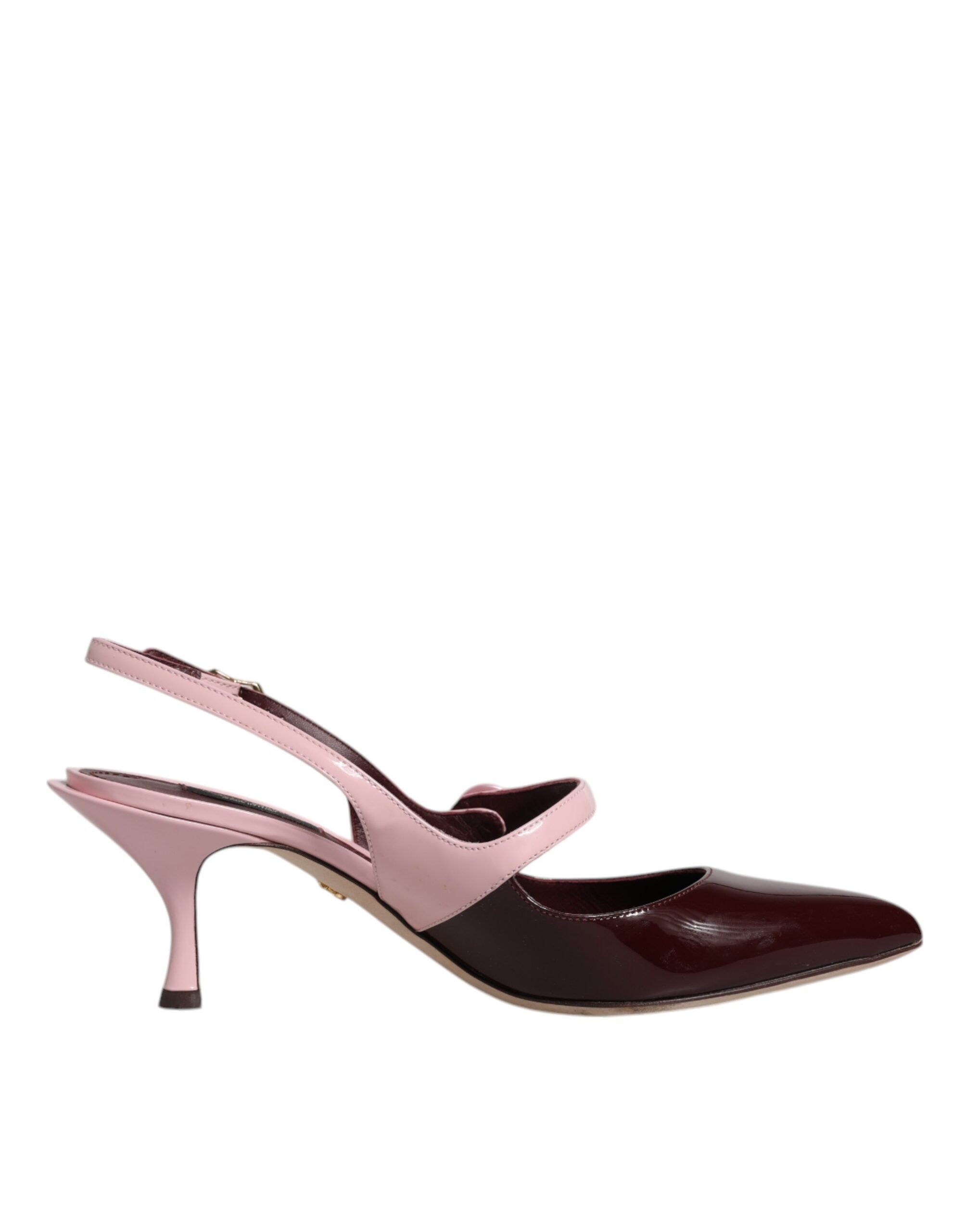 Dolce & Gabbana Rosa Maroon Leder Kitten Heels Slingbacks Schuhe