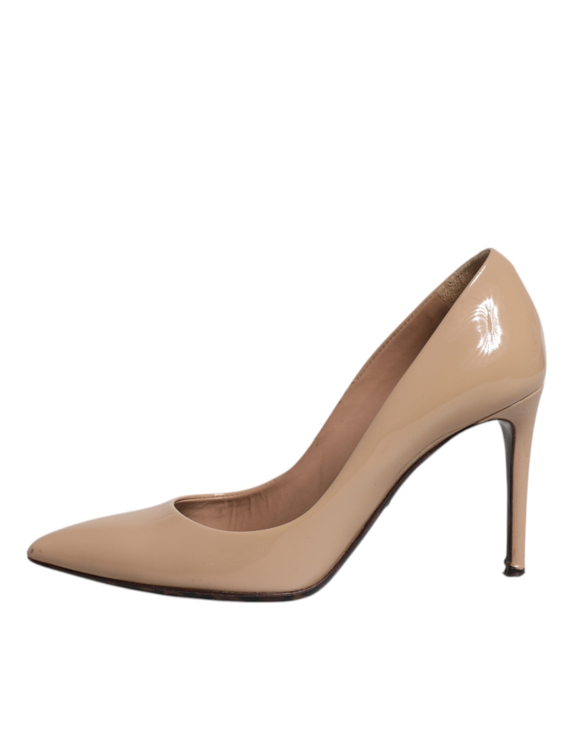 Dolce & Gabbana Beige Lackleder Stiletto Heel Pumps Schuhe