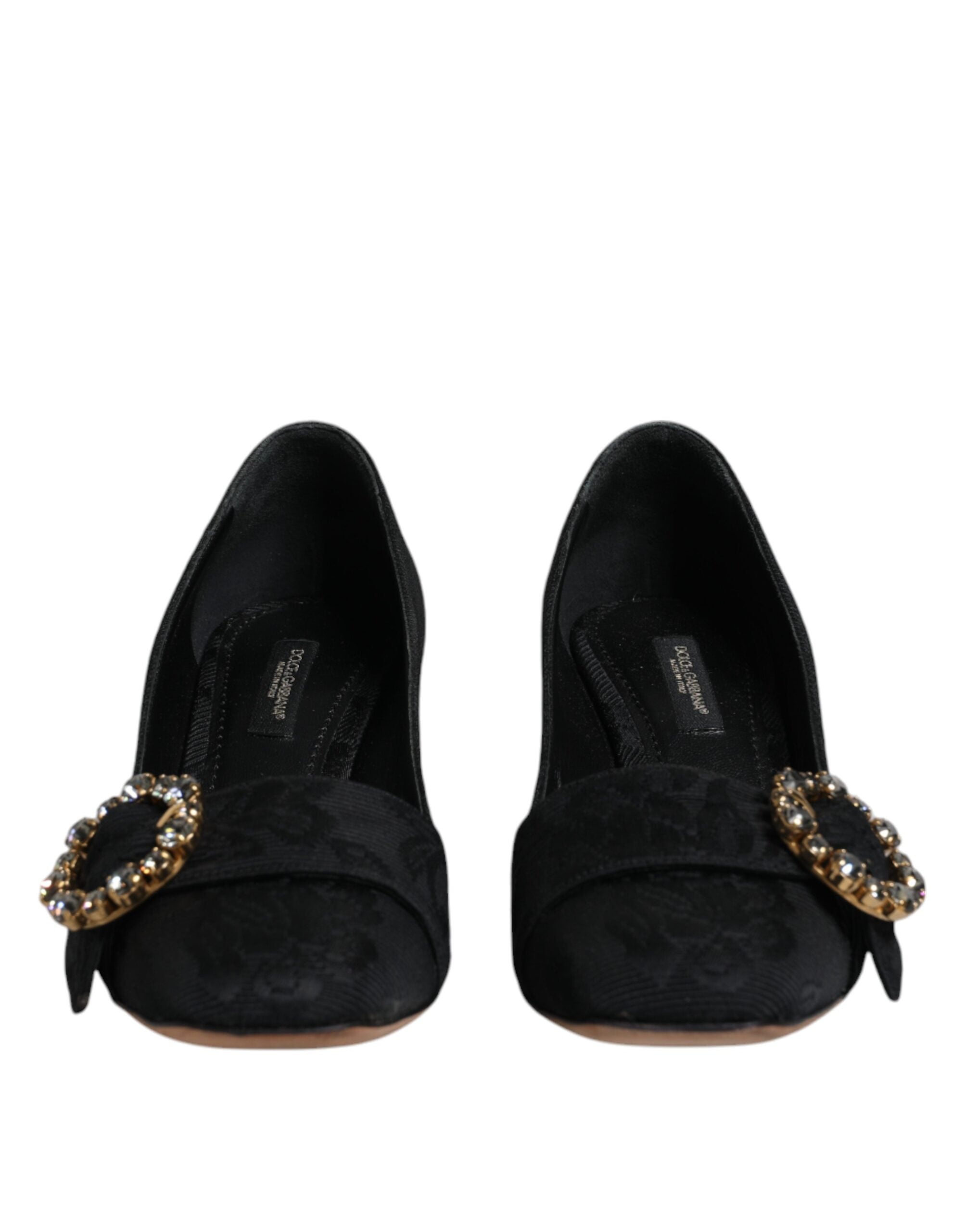 Dolce & Gabbana Schwarz Brokat Kristalle Heels Pumps Schuhe