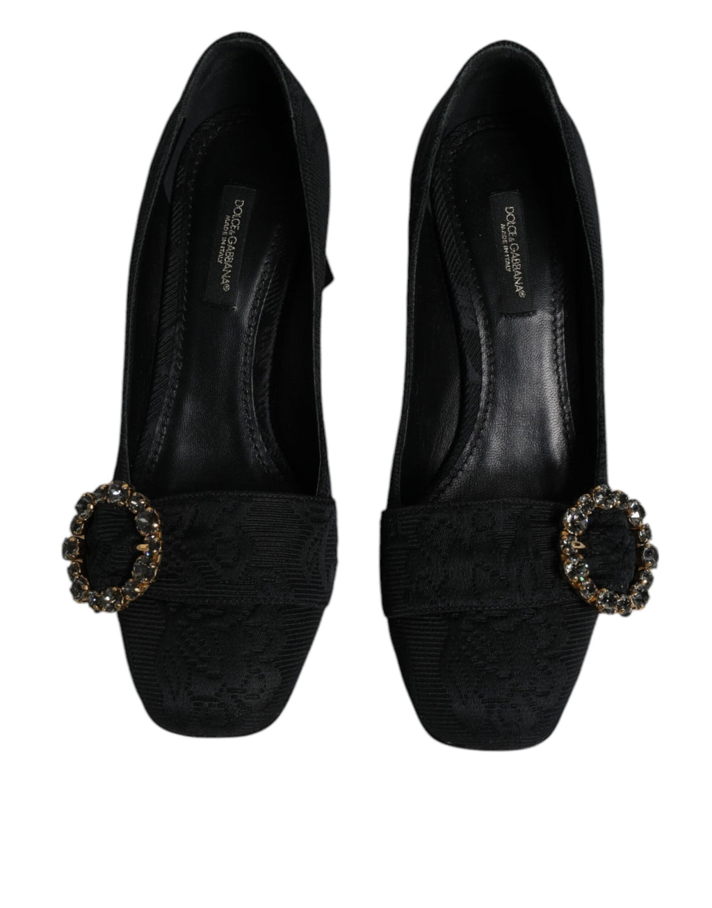 Dolce & Gabbana Schwarz Brokat Kristalle Heels Pumps Schuhe