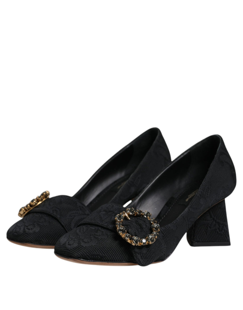 Dolce & Gabbana Schwarz Brokat Kristalle Heels Pumps Schuhe