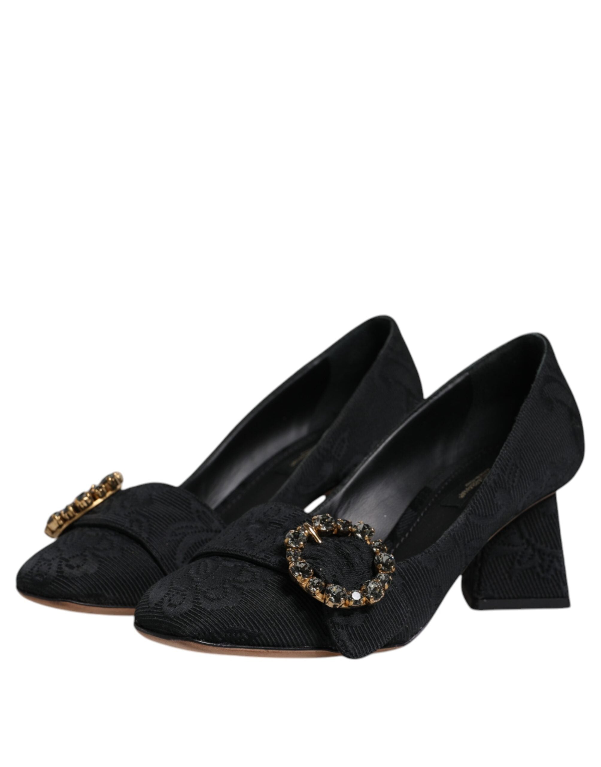 Dolce & Gabbana Schwarz Brokat Kristalle Heels Pumps Schuhe