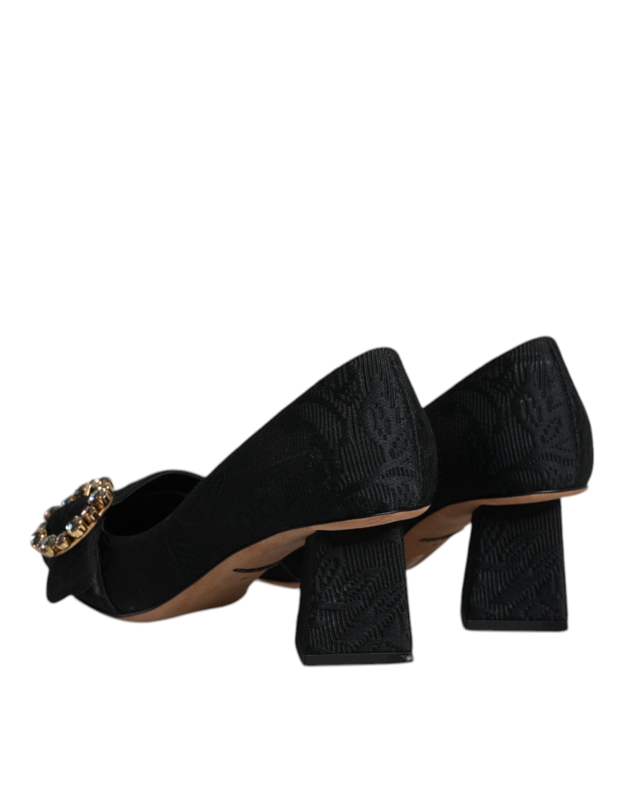 Dolce & Gabbana Schwarz Brokat Kristalle Heels Pumps Schuhe