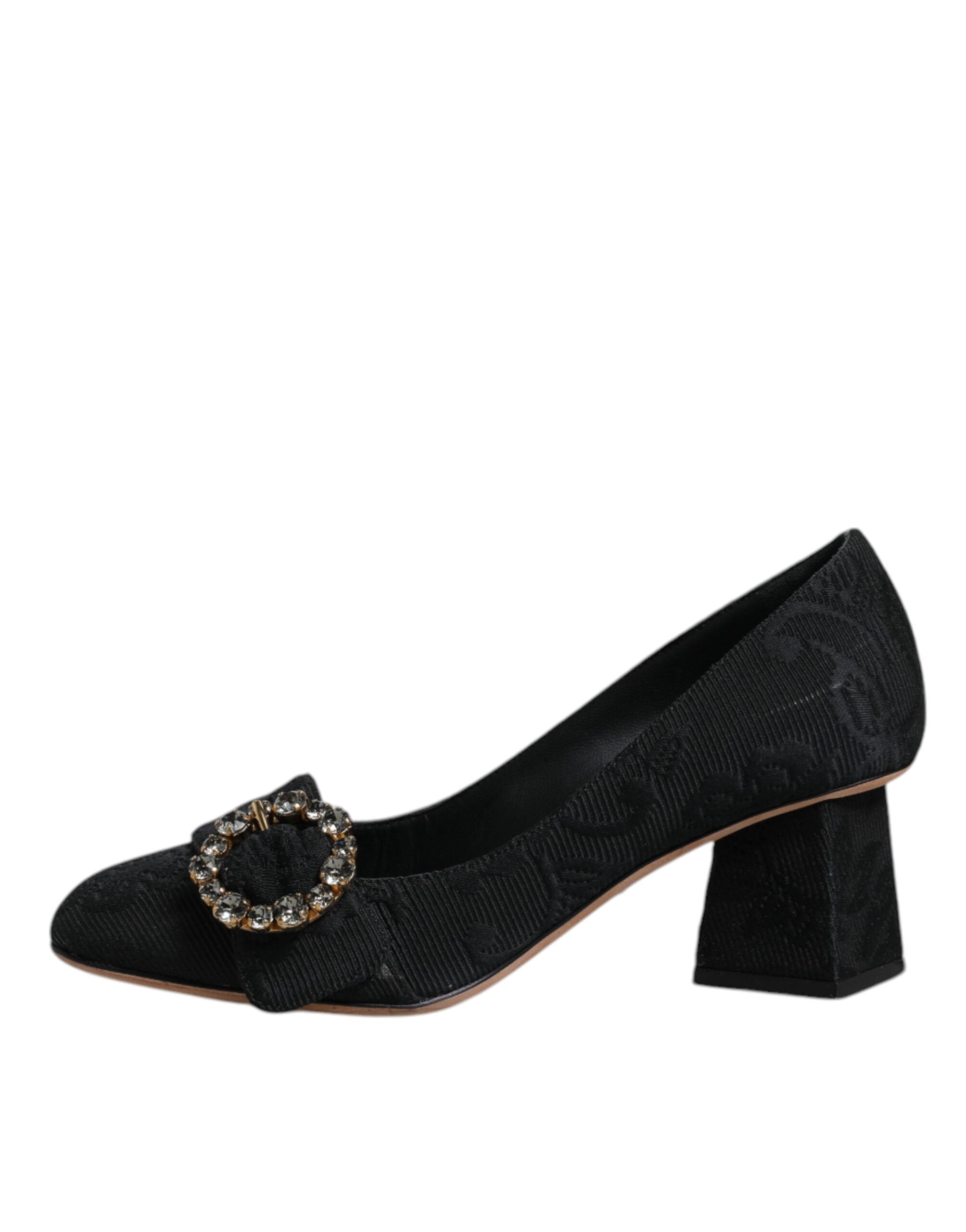 Dolce & Gabbana Schwarz Brokat Kristalle Heels Pumps Schuhe