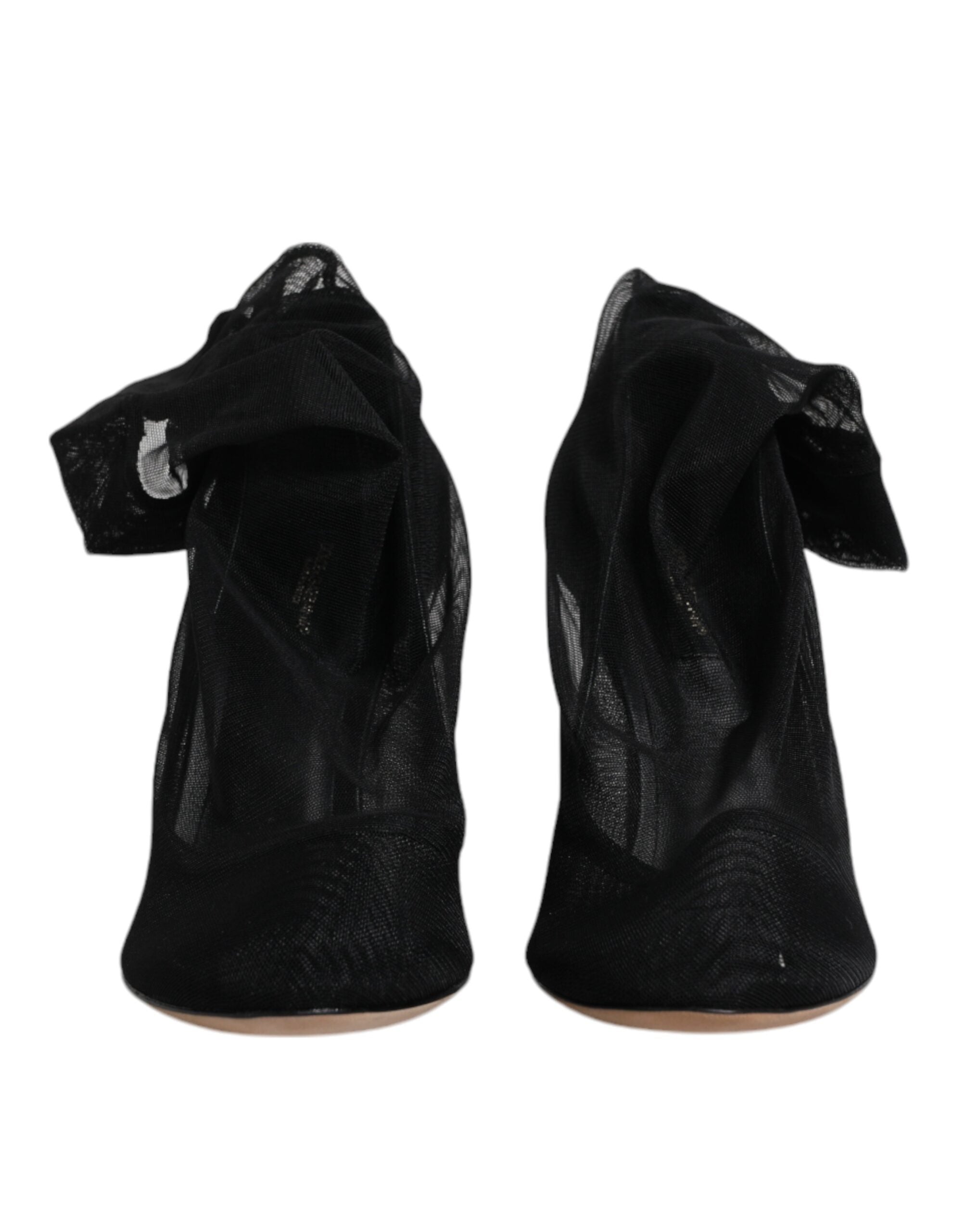Dolce & Gabbana Schwarze Nylon Stretch Mesh Socke Stiefel Schuhe