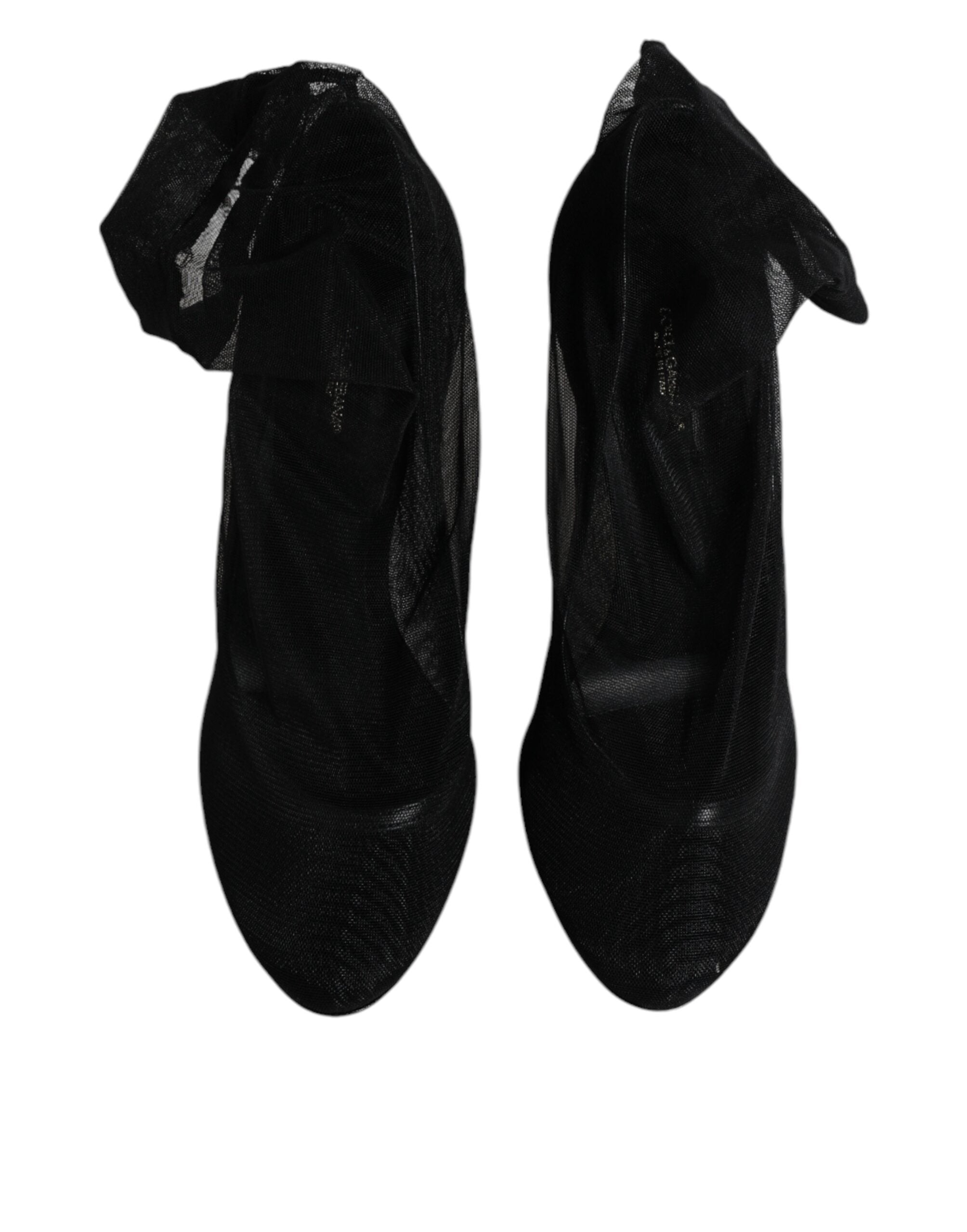 Dolce & Gabbana Schwarze Nylon Stretch Mesh Socke Stiefel Schuhe