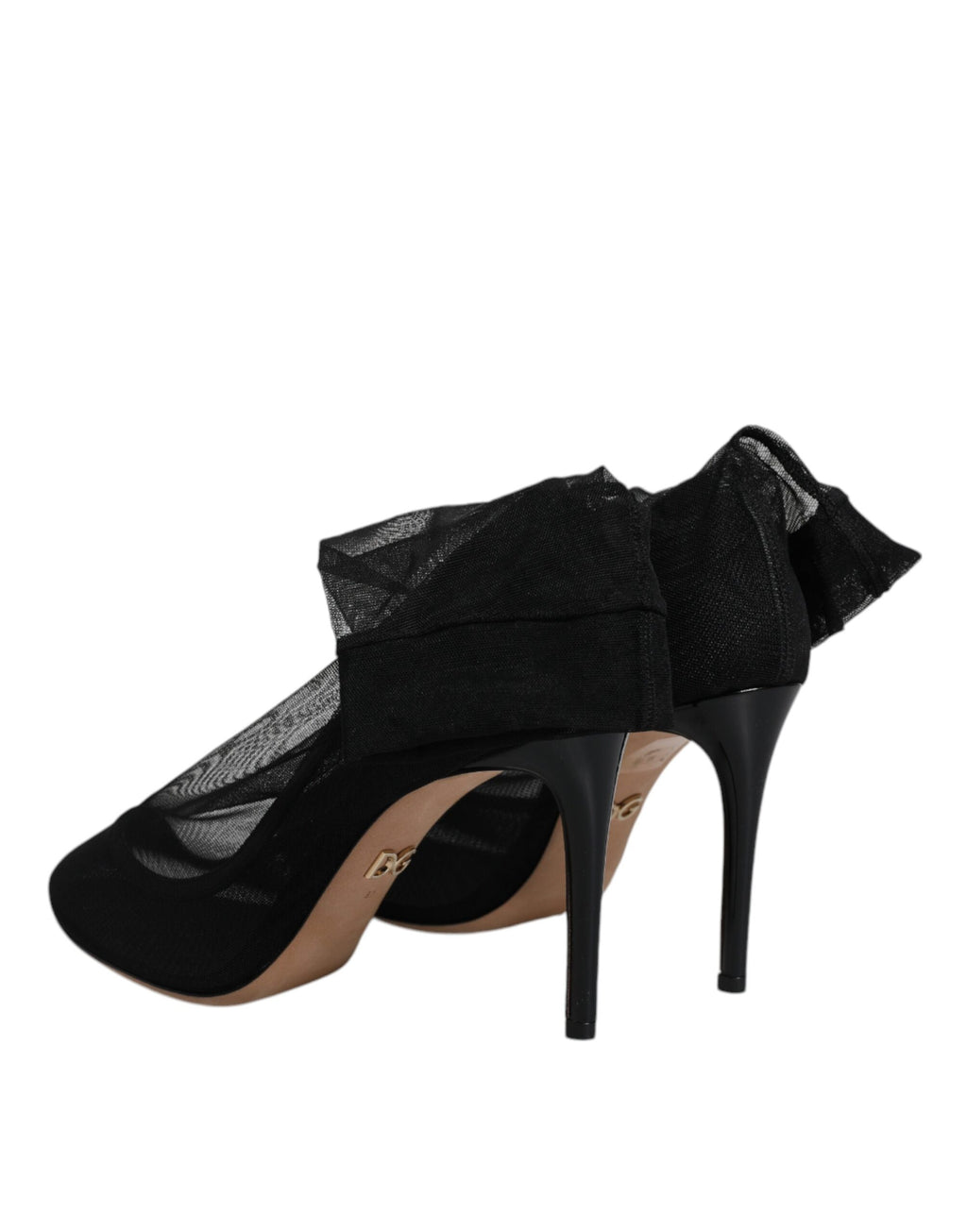 Dolce & Gabbana Schwarze Nylon Stretch Mesh Socke Stiefel Schuhe