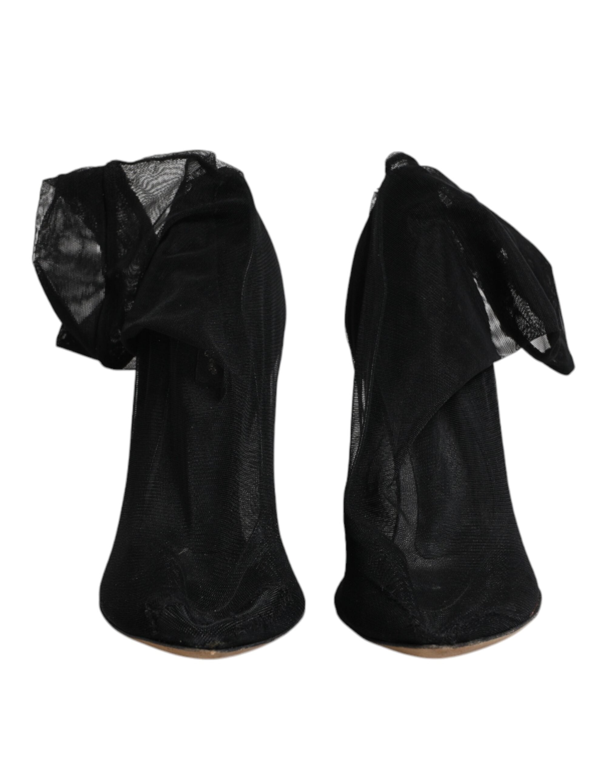 Dolce & Gabbana Schwarze Nylon Stretch Mesh Socke Stiefel Schuhe