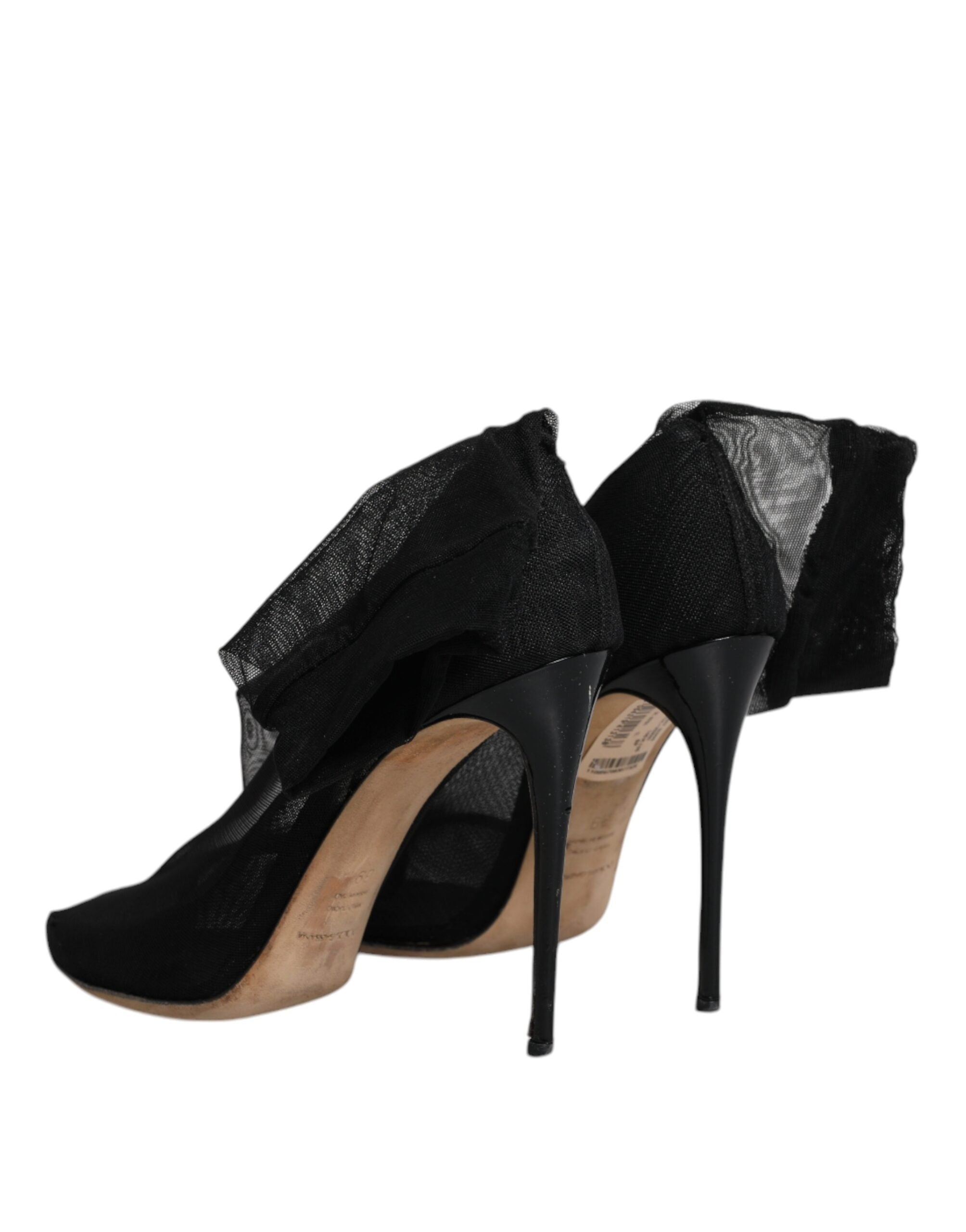 Dolce & Gabbana Schwarze Nylon Stretch Mesh Socke Stiefel Schuhe