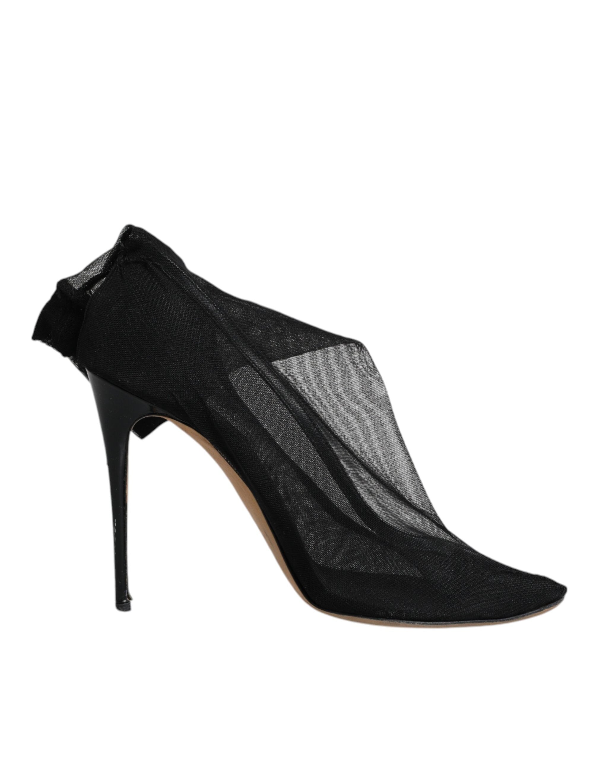 Dolce & Gabbana Schwarze Nylon Stretch Mesh Socke Stiefel Schuhe