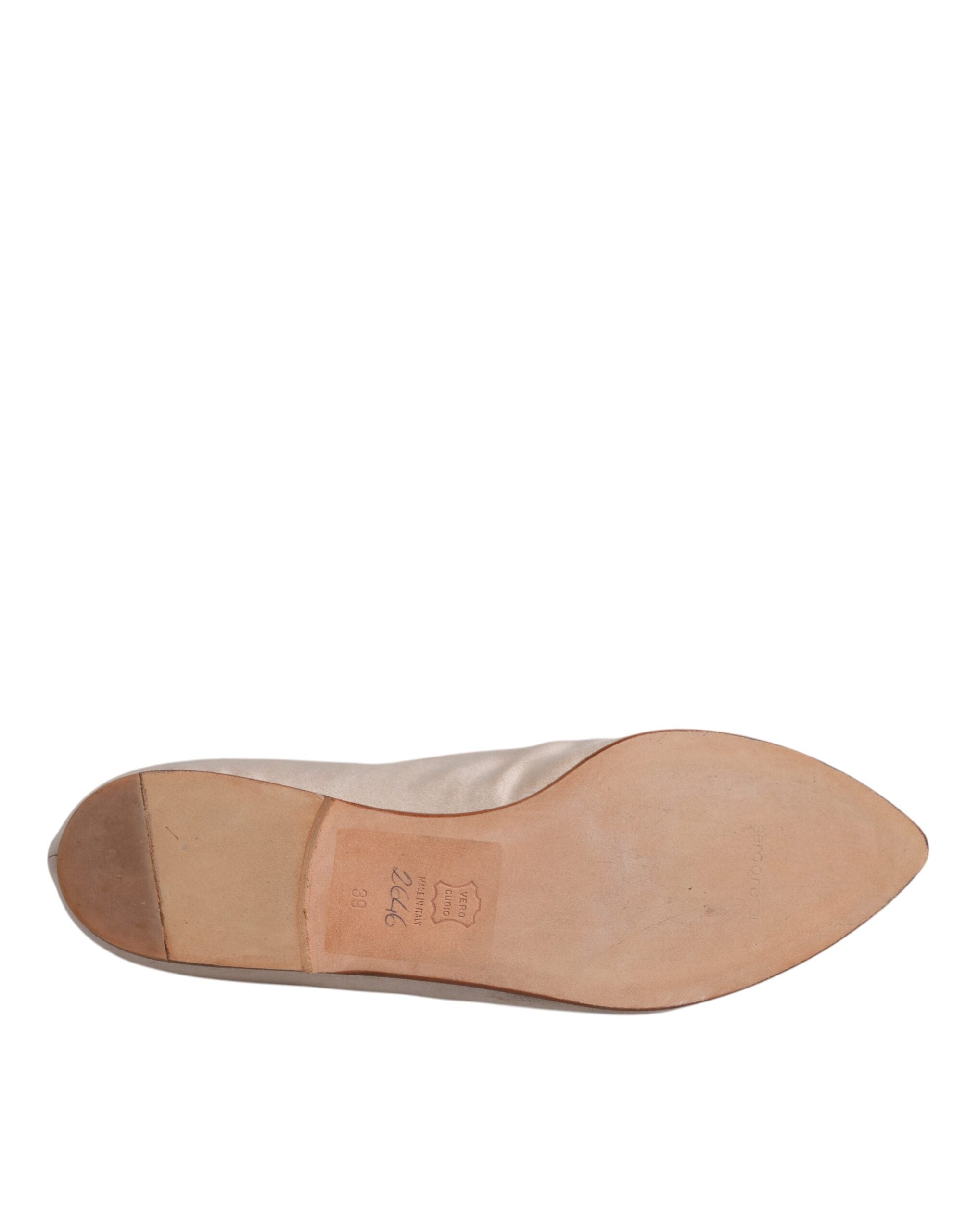 Dolce & Gabbana Beige Stoff Slip On Ballerina Flats Schuhe