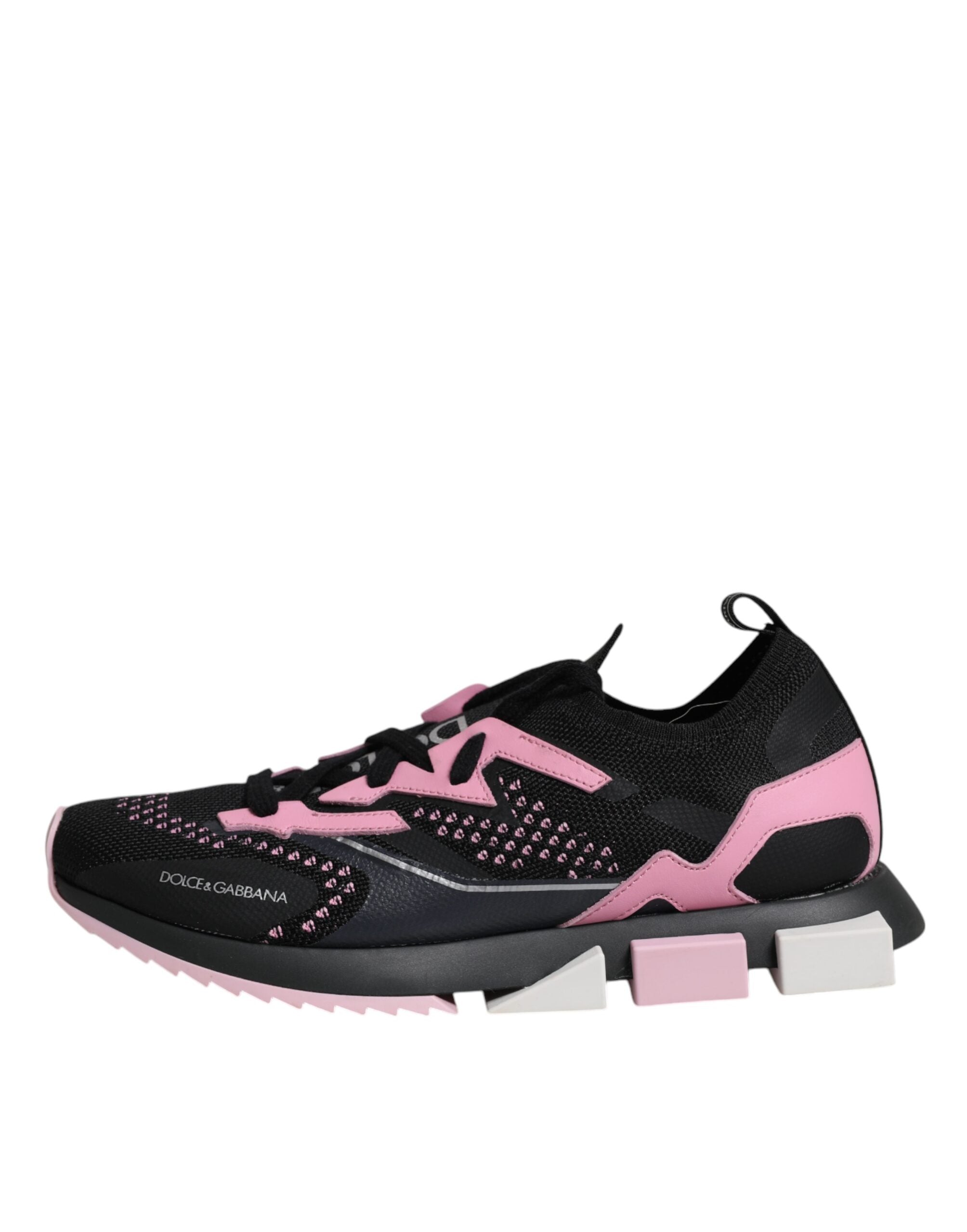 Dolce & Gabbana Schwarz Rosa SORRENTO Sport Stretch Turnschuhe Schuhe
