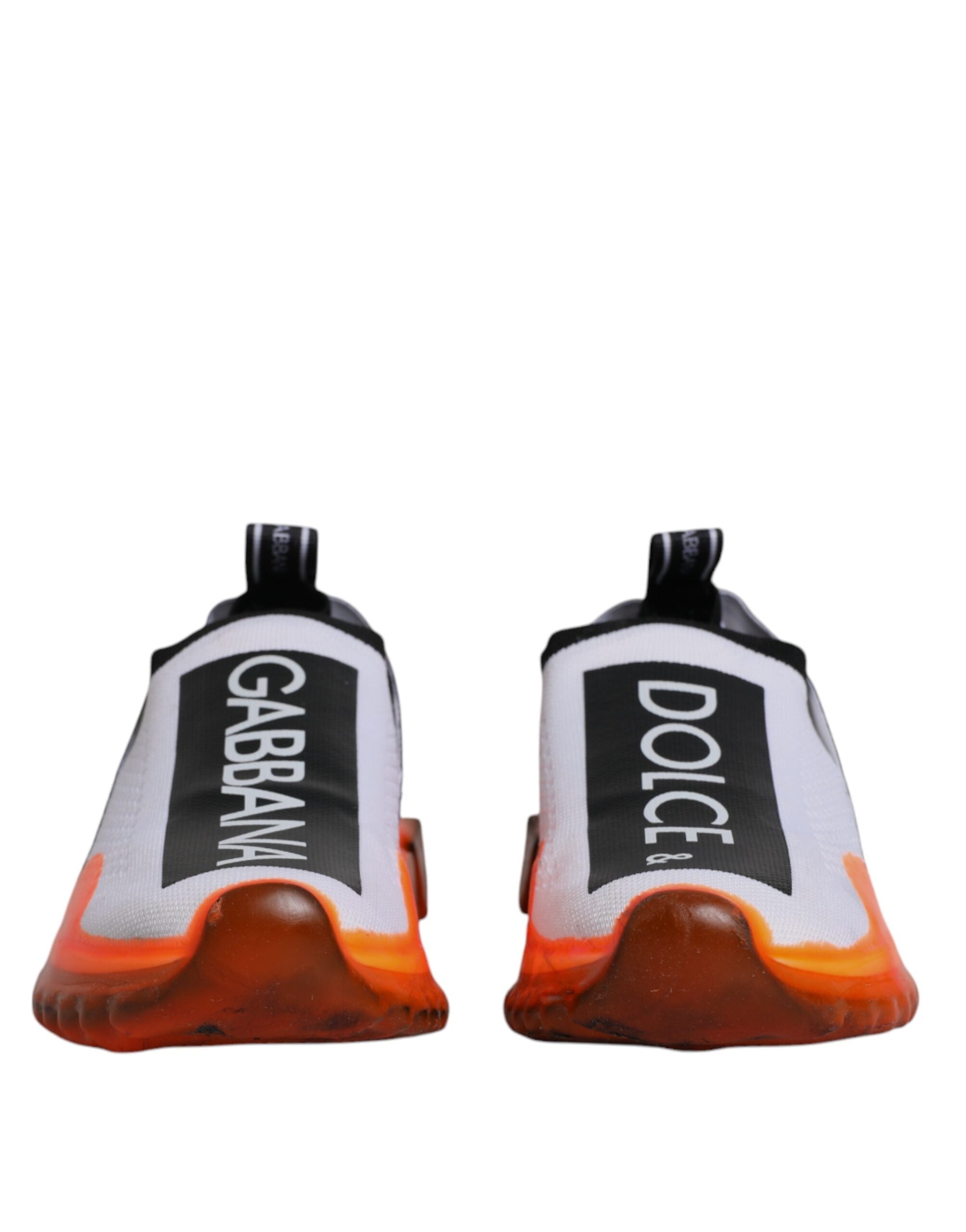 Dolce & Gabbana Weiß Orange Slip On Sorrento Turnschuhe Schuhe