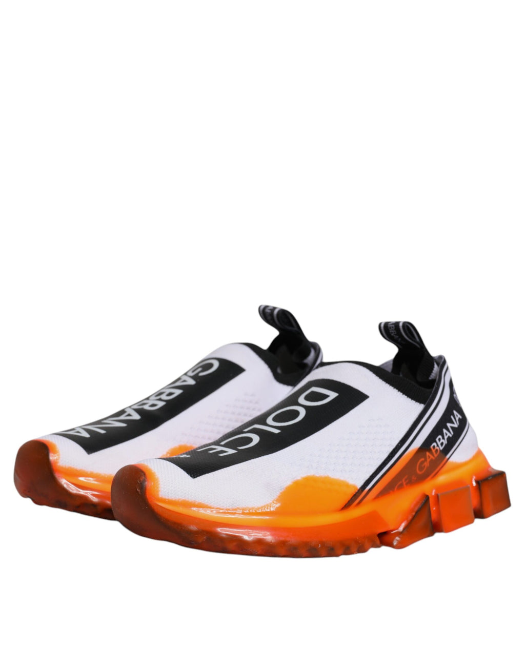 Dolce & Gabbana Weiß Orange Slip On Sorrento Turnschuhe Schuhe