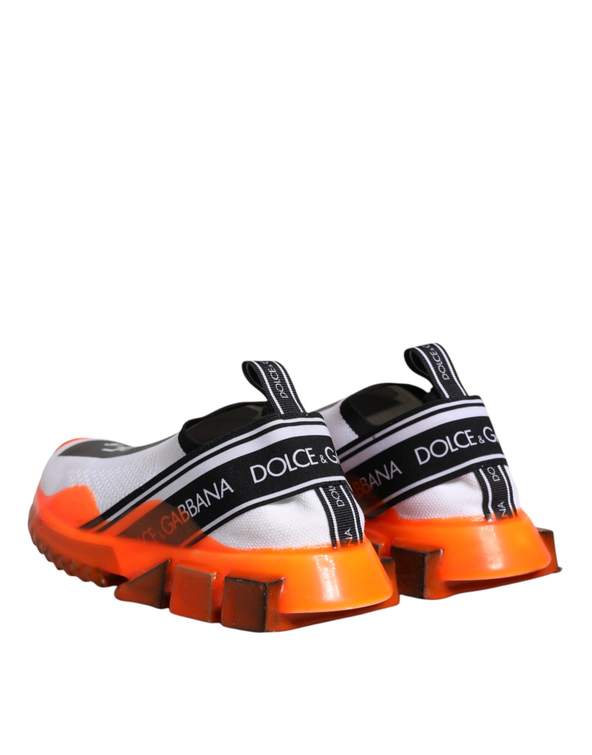 Dolce & Gabbana Weiß Orange Slip On Sorrento Turnschuhe Schuhe