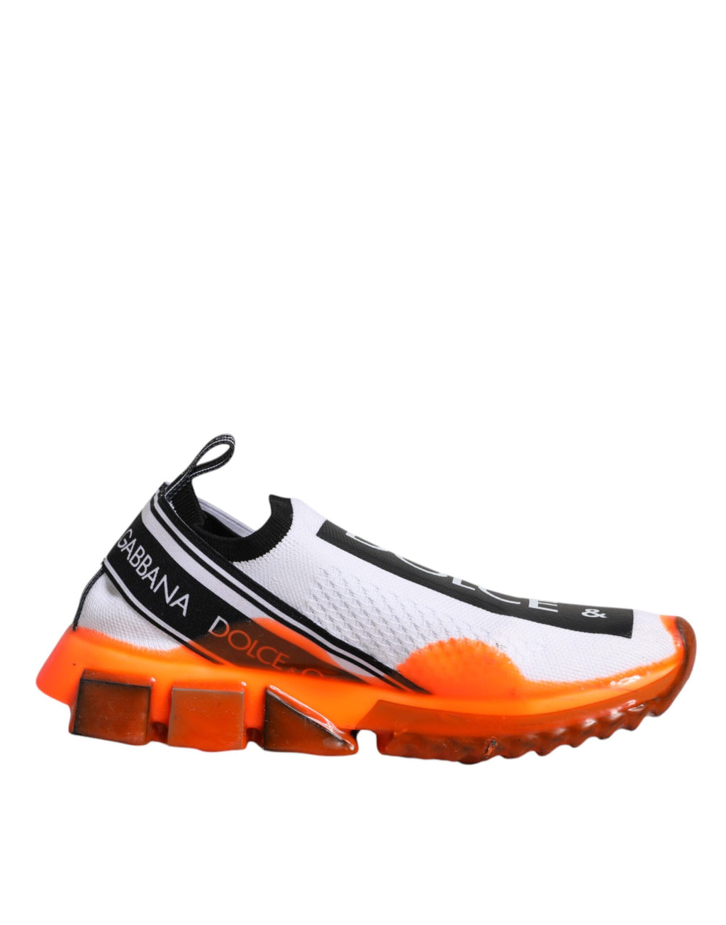 Dolce & Gabbana Weiß Orange Slip On Sorrento Turnschuhe Schuhe