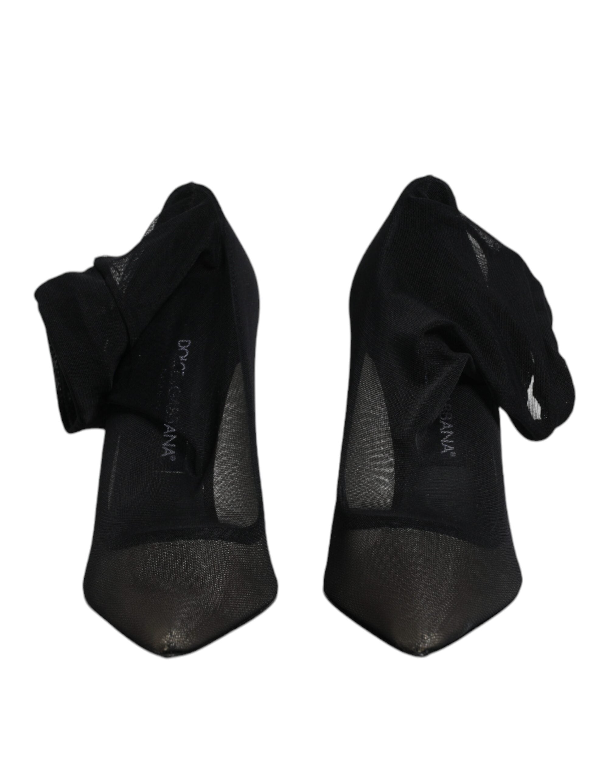 Dolce & Gabbana Schwarz Viskose Mesh Socke Stil Stiefel Schuhe