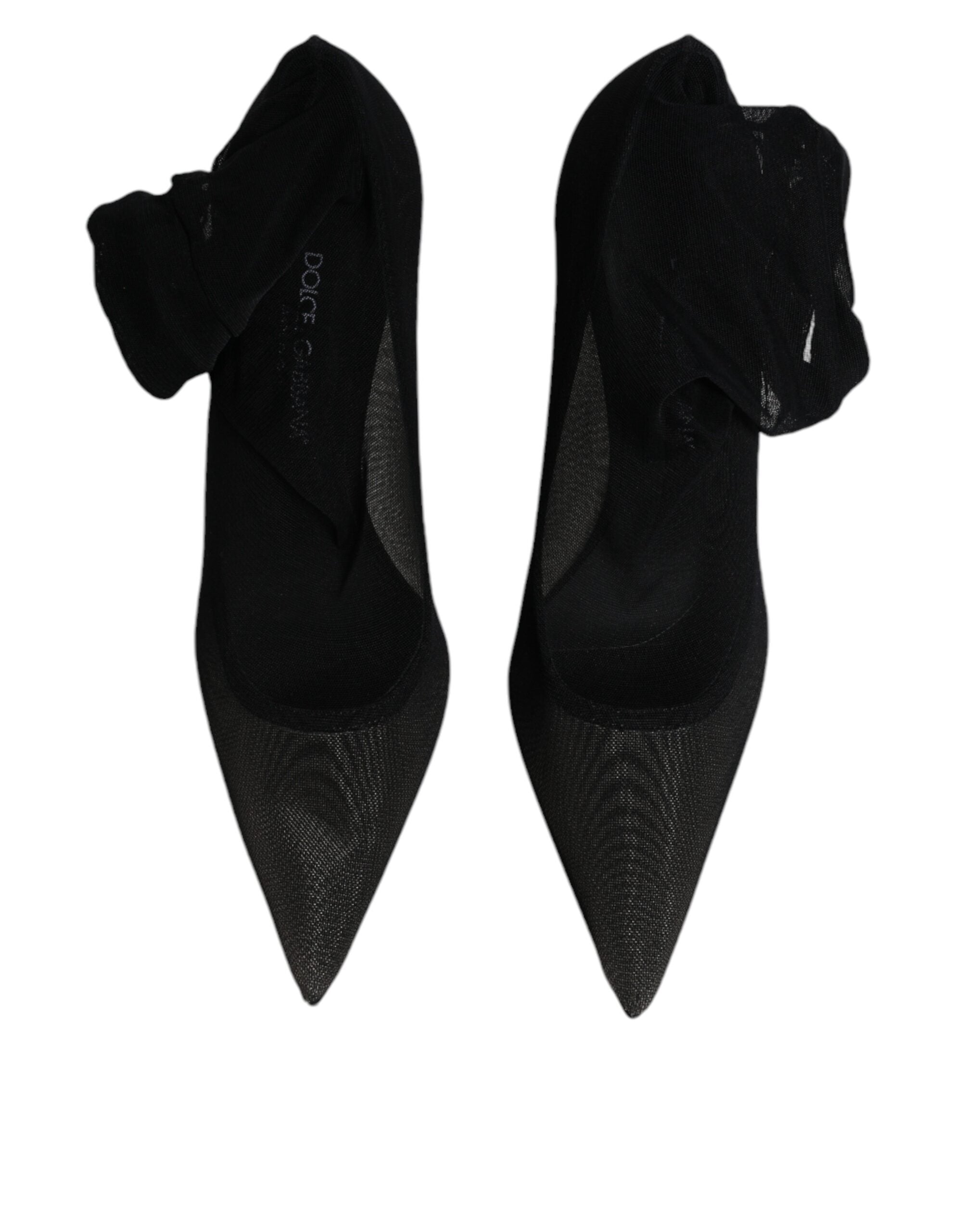 Dolce & Gabbana Schwarz Viskose Mesh Socke Stil Stiefel Schuhe