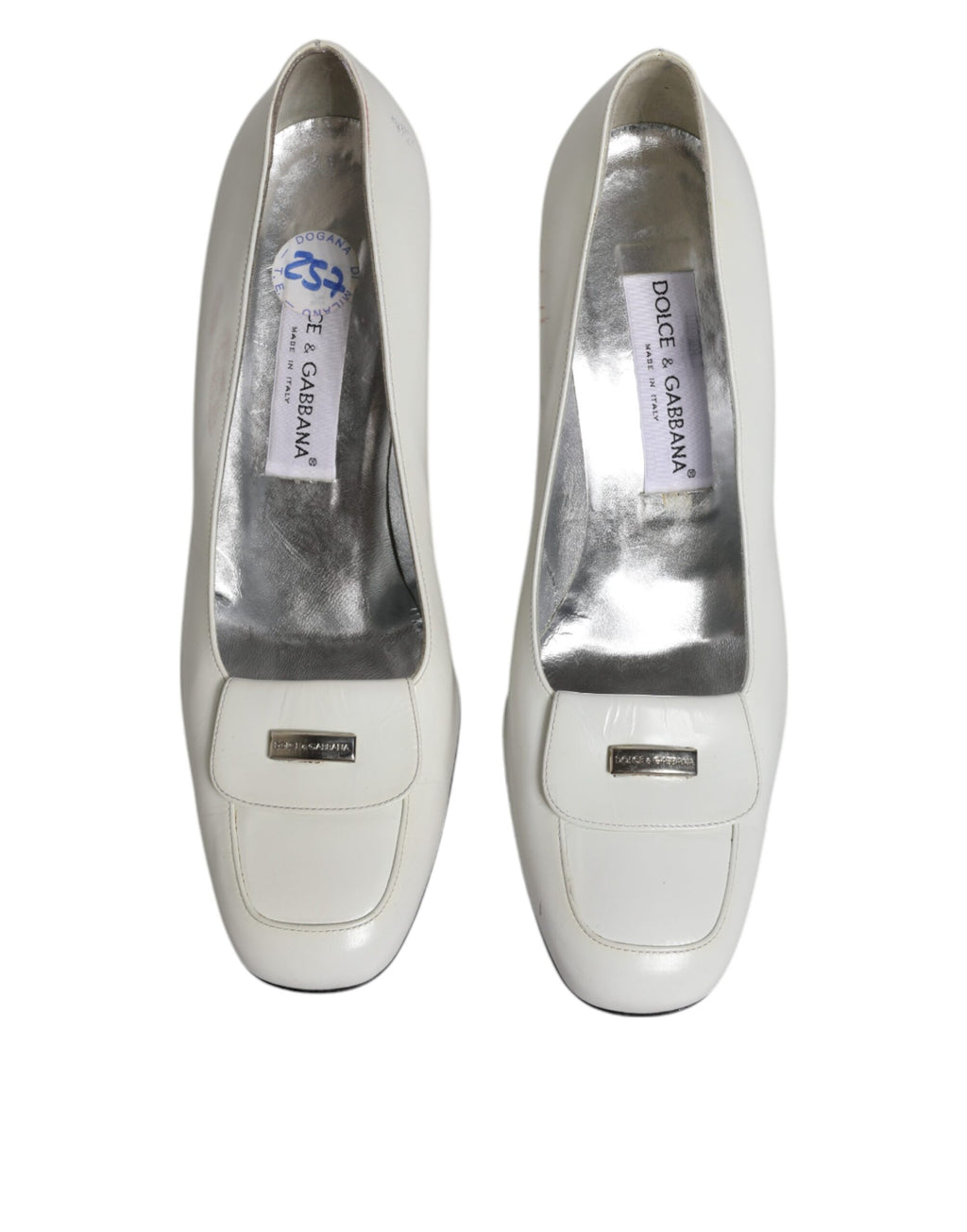 Dolce & Gabbana Weiß Leder Blockabsatz Pumps Schuhe