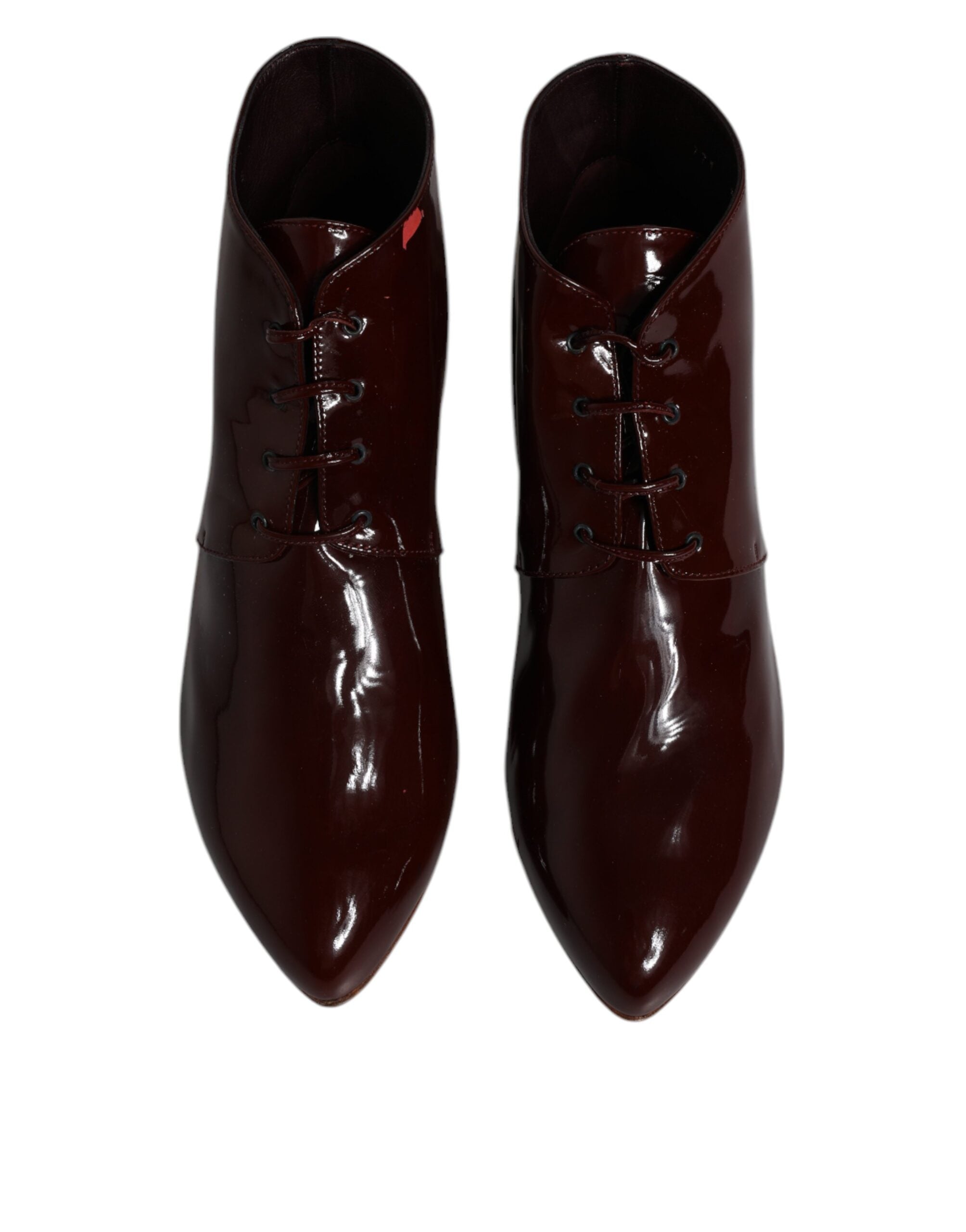 Dolce & Gabbana Maroon Leder Schnürstiefel Schuhe