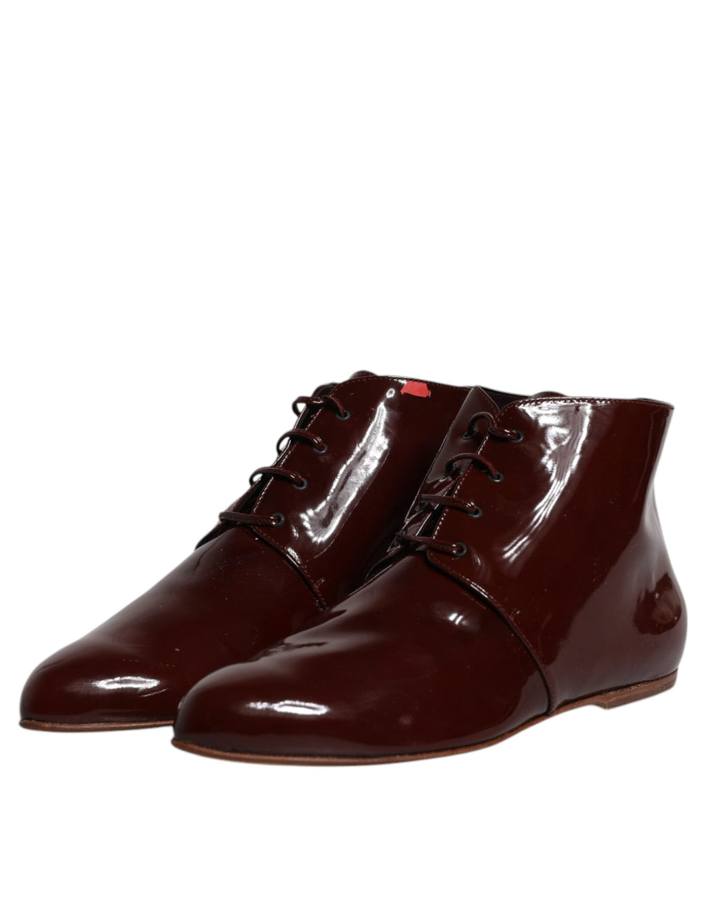 Dolce & Gabbana Maroon Leder Schnürstiefel Schuhe