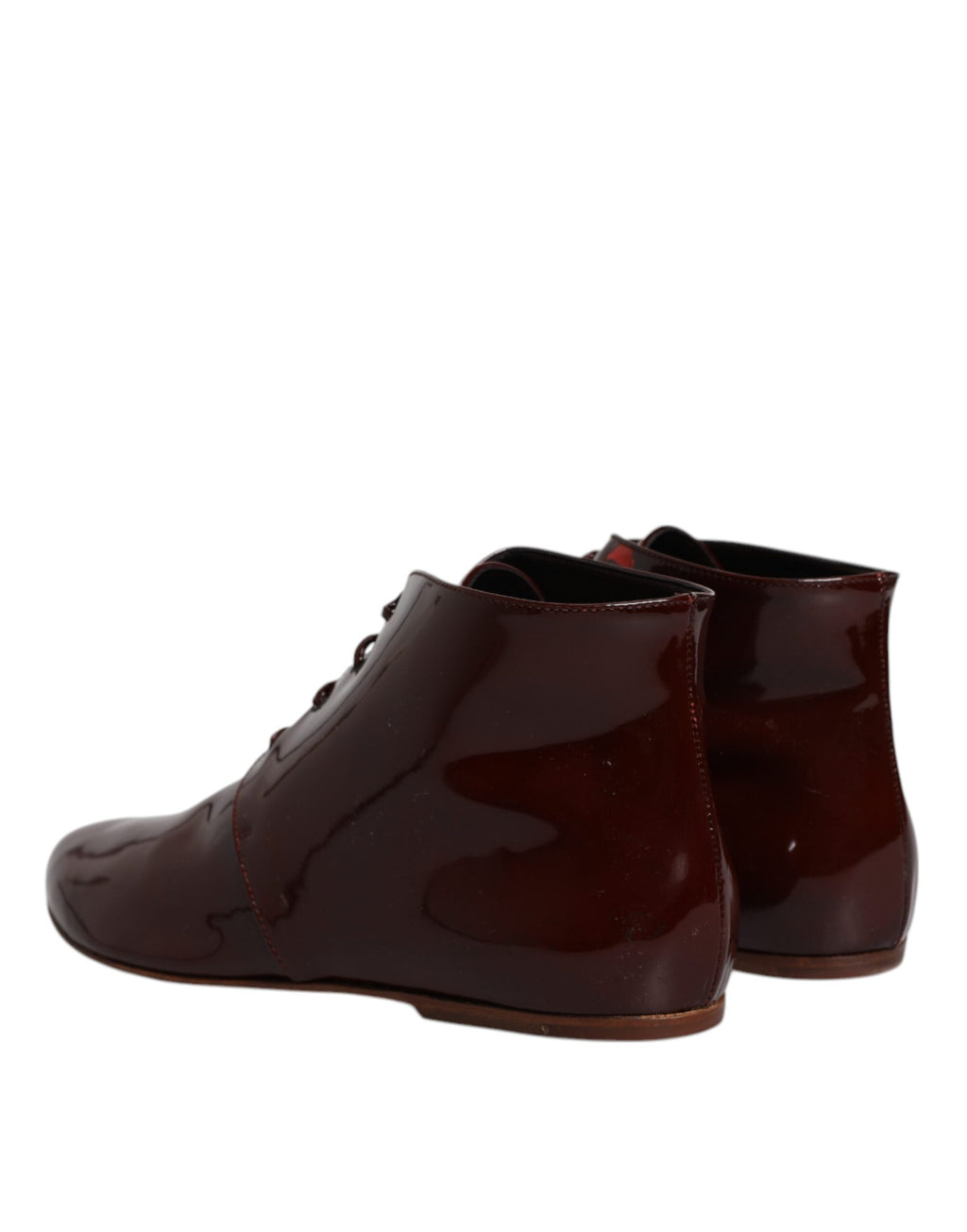 Dolce & Gabbana Maroon Leder Schnürstiefel Schuhe