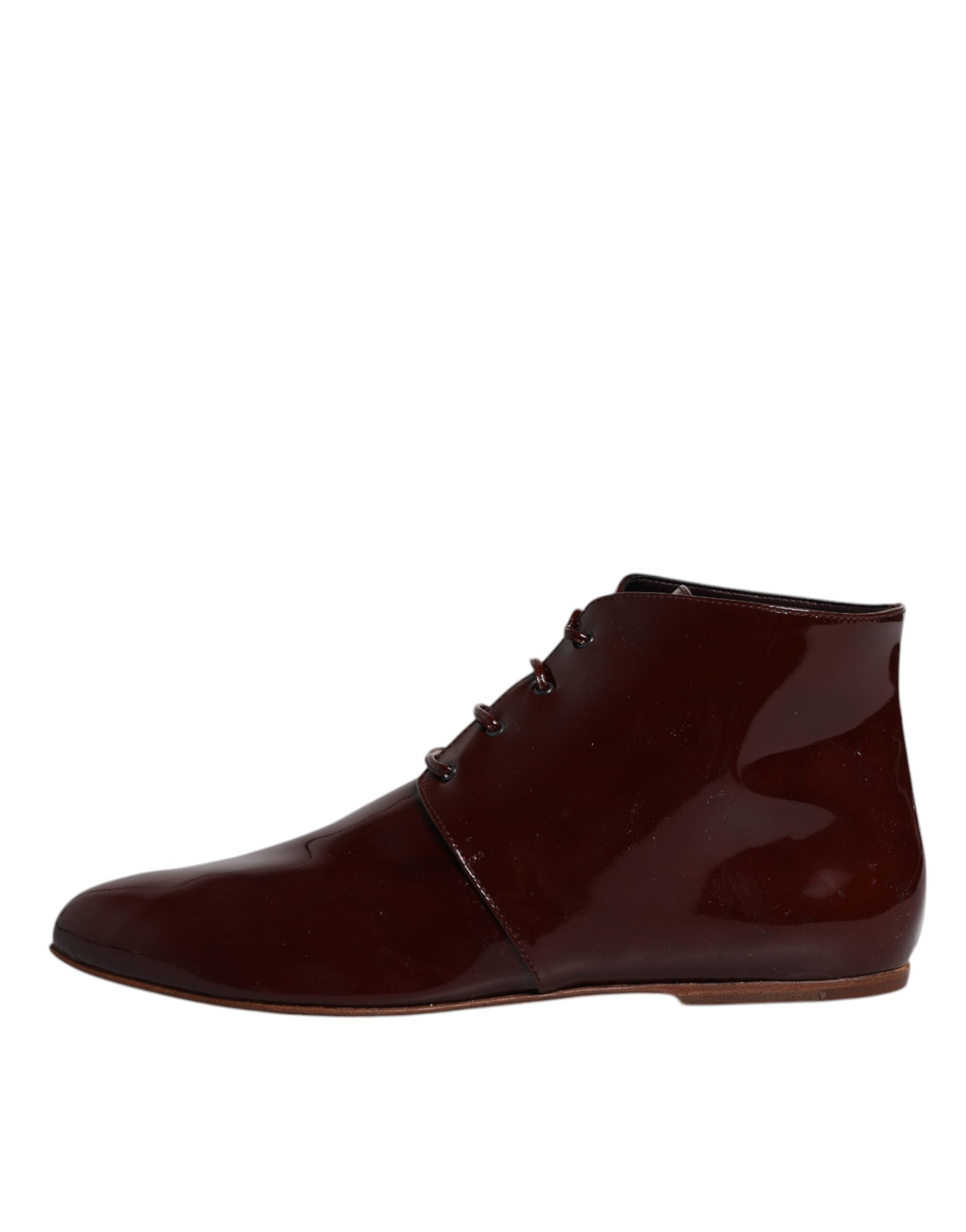Dolce & Gabbana Maroon Leder Schnürstiefel Schuhe