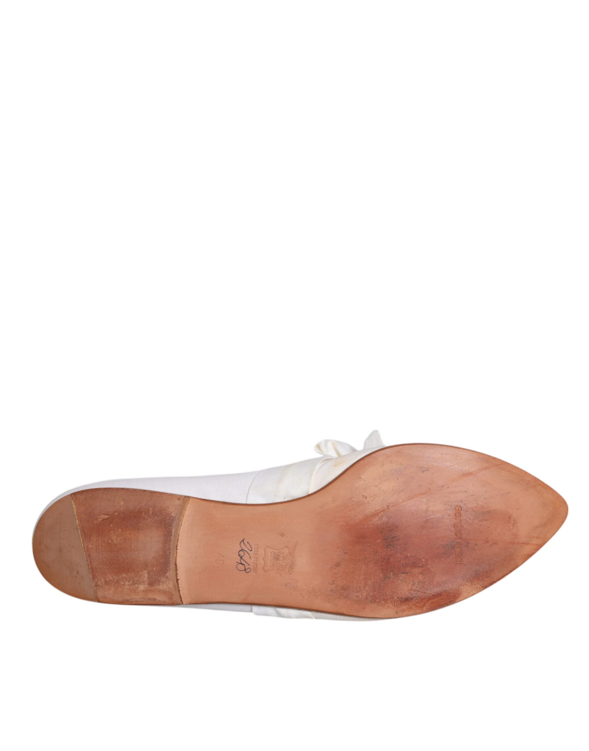 Dolce & Gabbana Weiße Schleife Stoff Ballerina Flats Schuhe