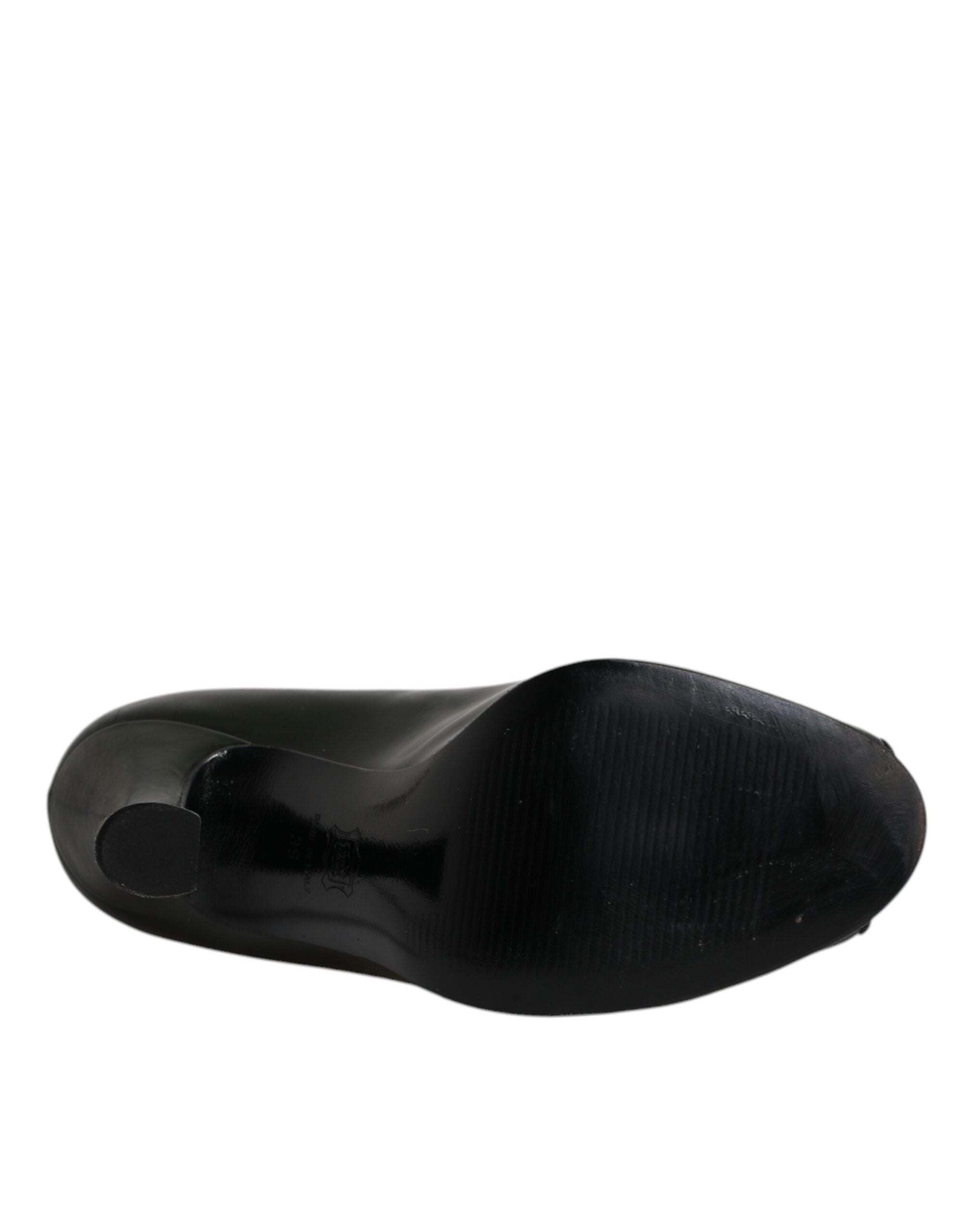 Dolce & Gabbana Grün Leder Peep Toe Heels Pumps Schuhe