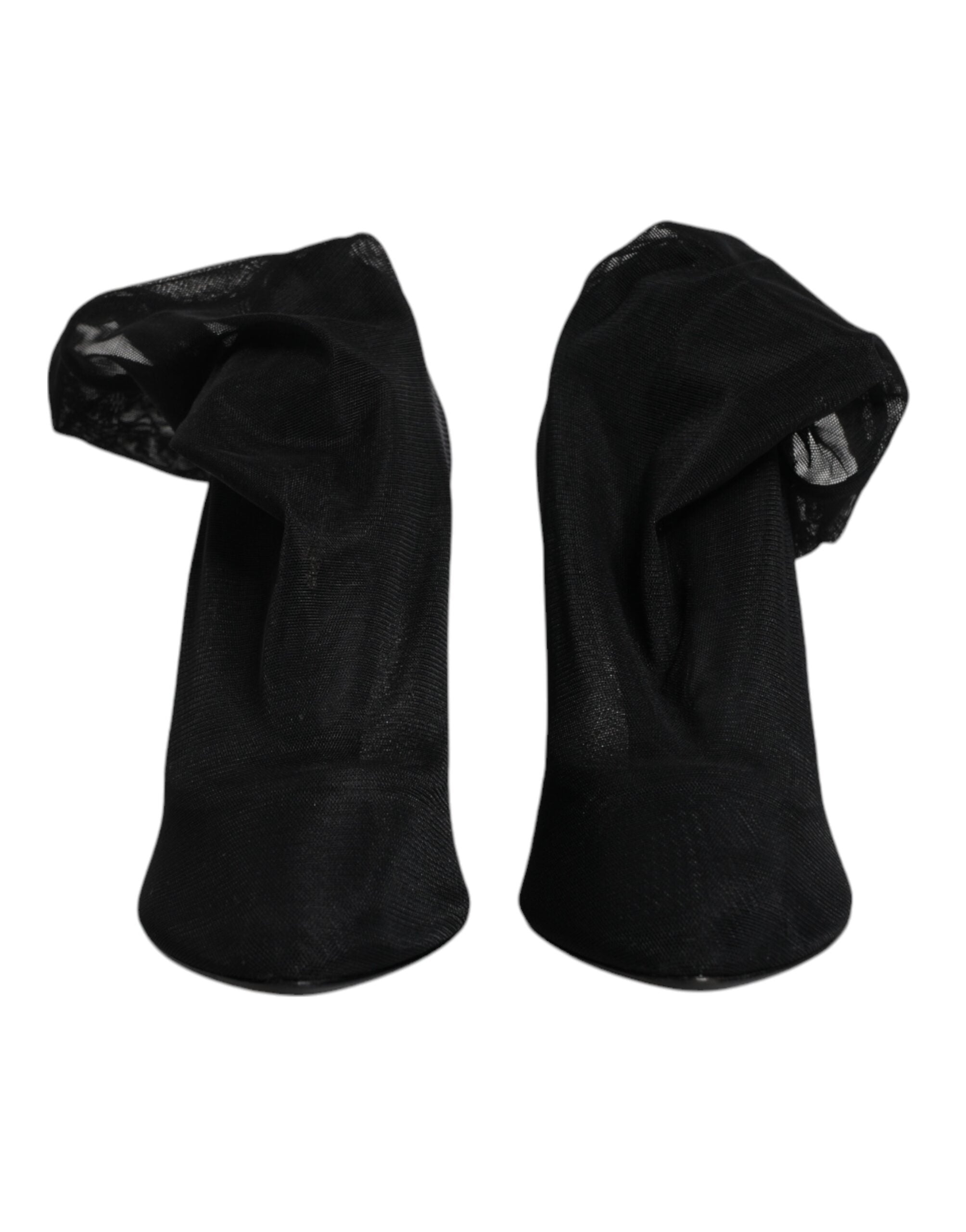 Dolce & Gabbana Schwarz Seide Mesh Socke Stil Stiefel Schuhe