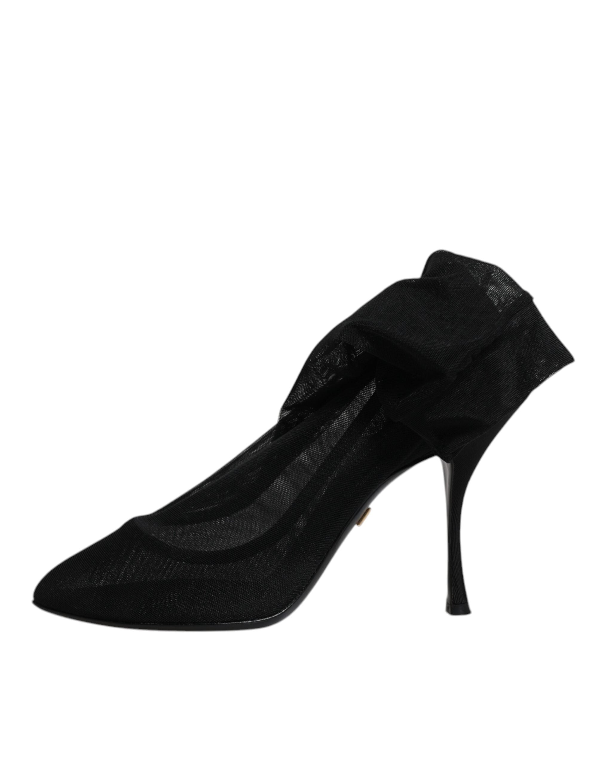 Dolce & Gabbana Schwarz Seide Mesh Socke Stil Stiefel Schuhe