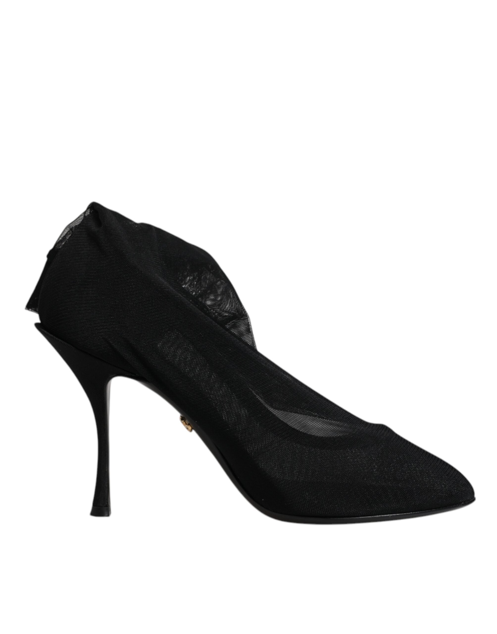 Dolce & Gabbana Schwarz Seide Mesh Socke Stil Stiefel Schuhe