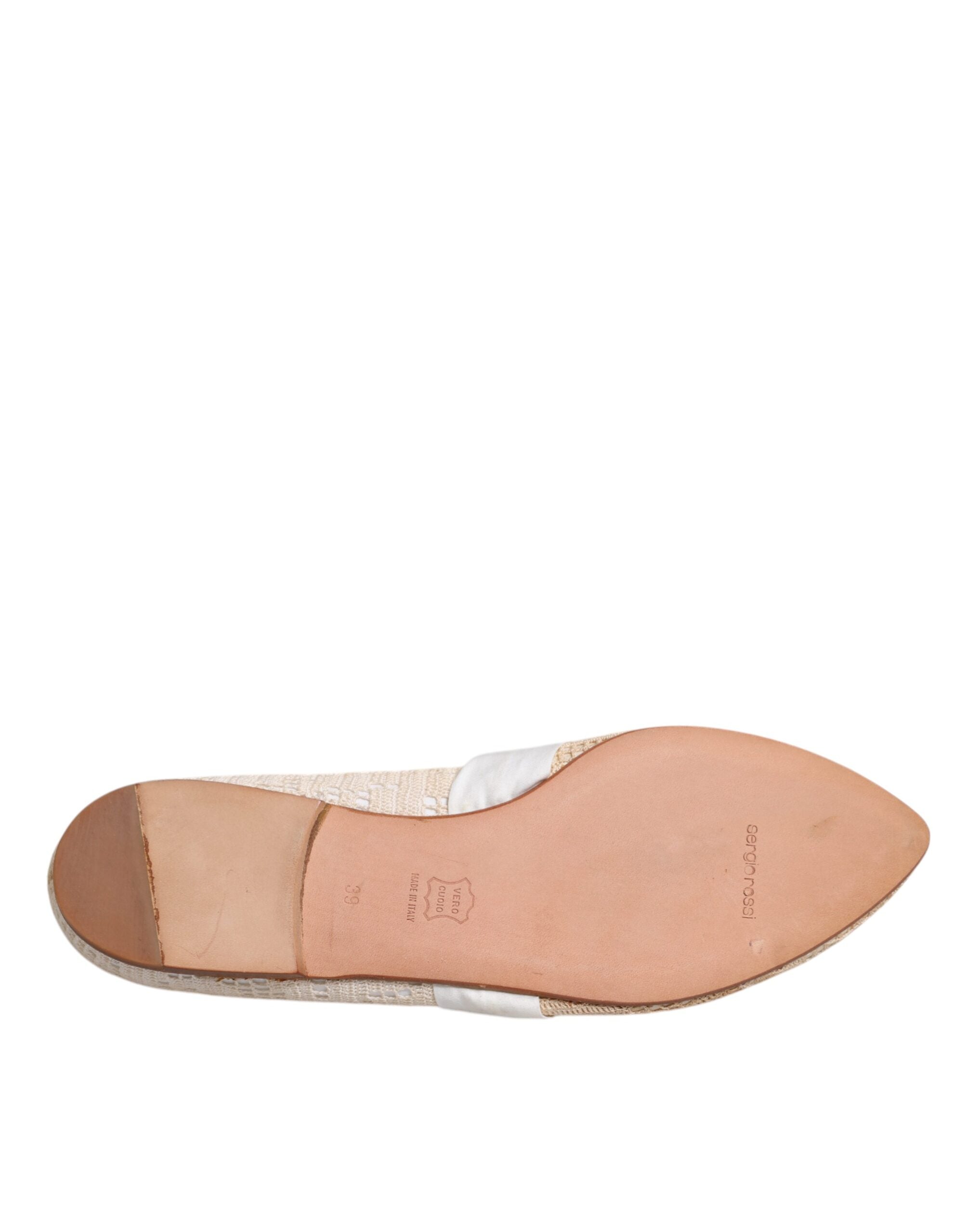 Dolce & Gabbana Beige Ribbon Stoff Ballerina Flats Schuhe
