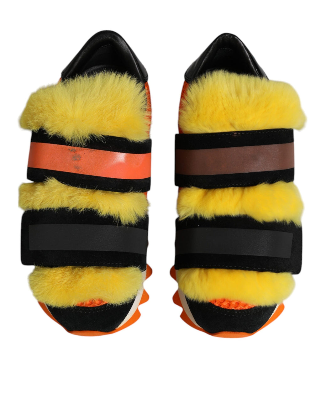 Dolce & Gabbana Multicolor Pelz verschönert Turnschuhe Schuhe